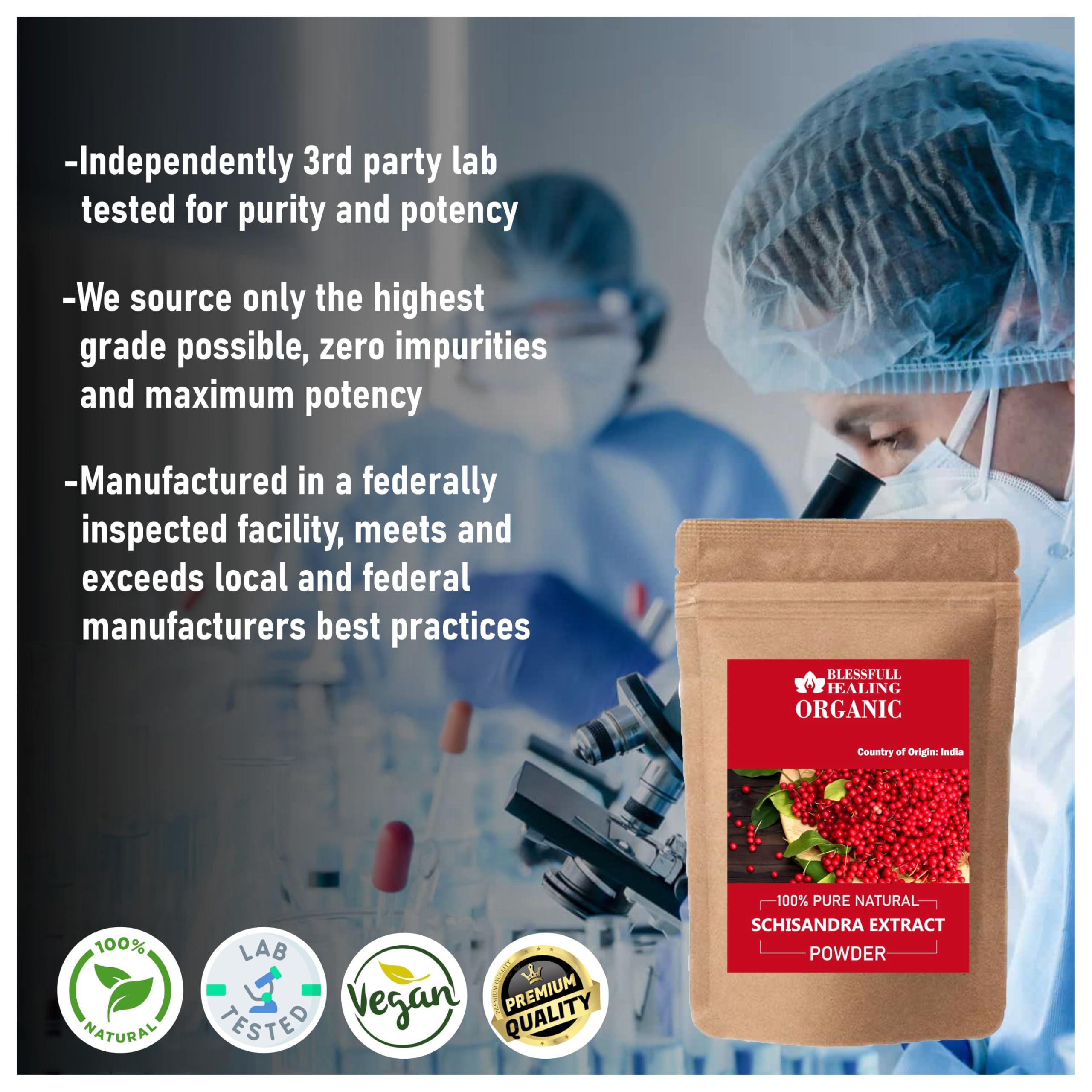 Organic Schisandra Extract Powder 100% Pure Natural 300g (10.58oz) - Immune Support & Stress Relief Supplement for Energy & Wellness