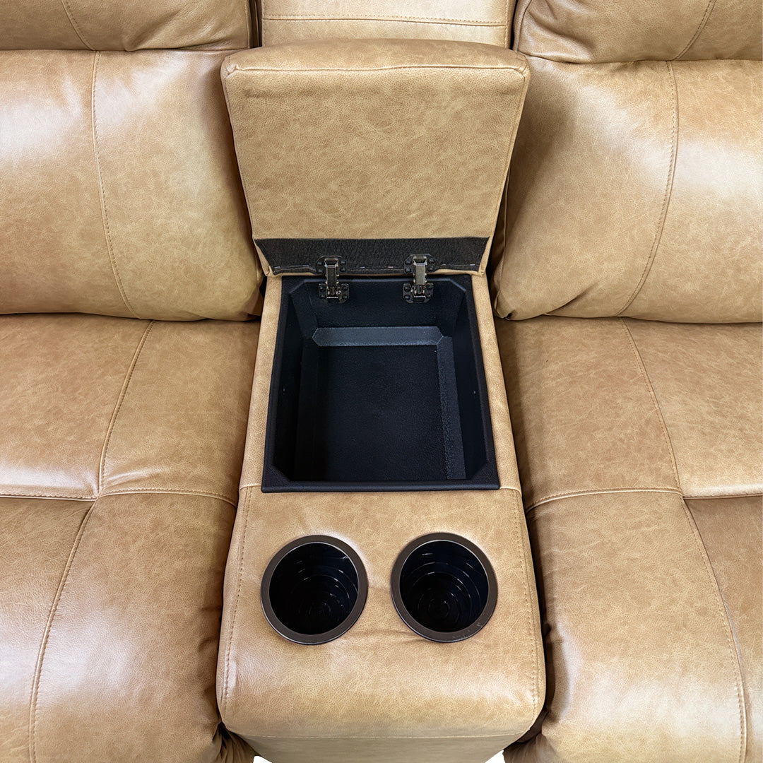 Maverly Power Reclining Loveseat with Console - Modern Electric Recliner Sofa with Cup Holders & USB Charging Ports | Perfect for Living Room, Home Theater & Small Spaces