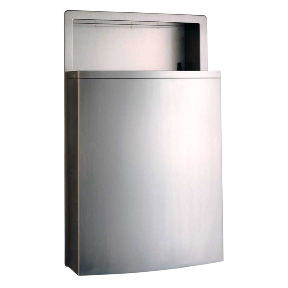 Bobrick B43644 ConturaSeries 12.8 Gallon Recessed Waste Receptacle with LinerMate - Satin Finish | Ideal for Office, Restroom & Commercial Spaces