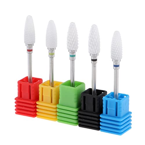 5x Electric Ceramic Nail Drill Bits for Professional Manicure - Nail Gel Polish Remover & Art Tool - Perfect for Salon, Home Nail Care & DIY Nail Designs