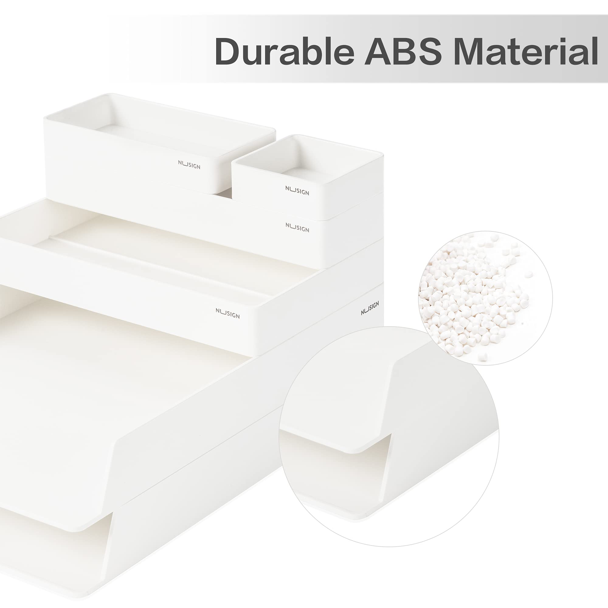NUSIGN 6-Piece Stackable Paper Letter Tray Organizer - White Desk File Sorter for Office, Workspace & Home Organization - Perfect for Mail, Documents, Bills and Office Supplies Storage