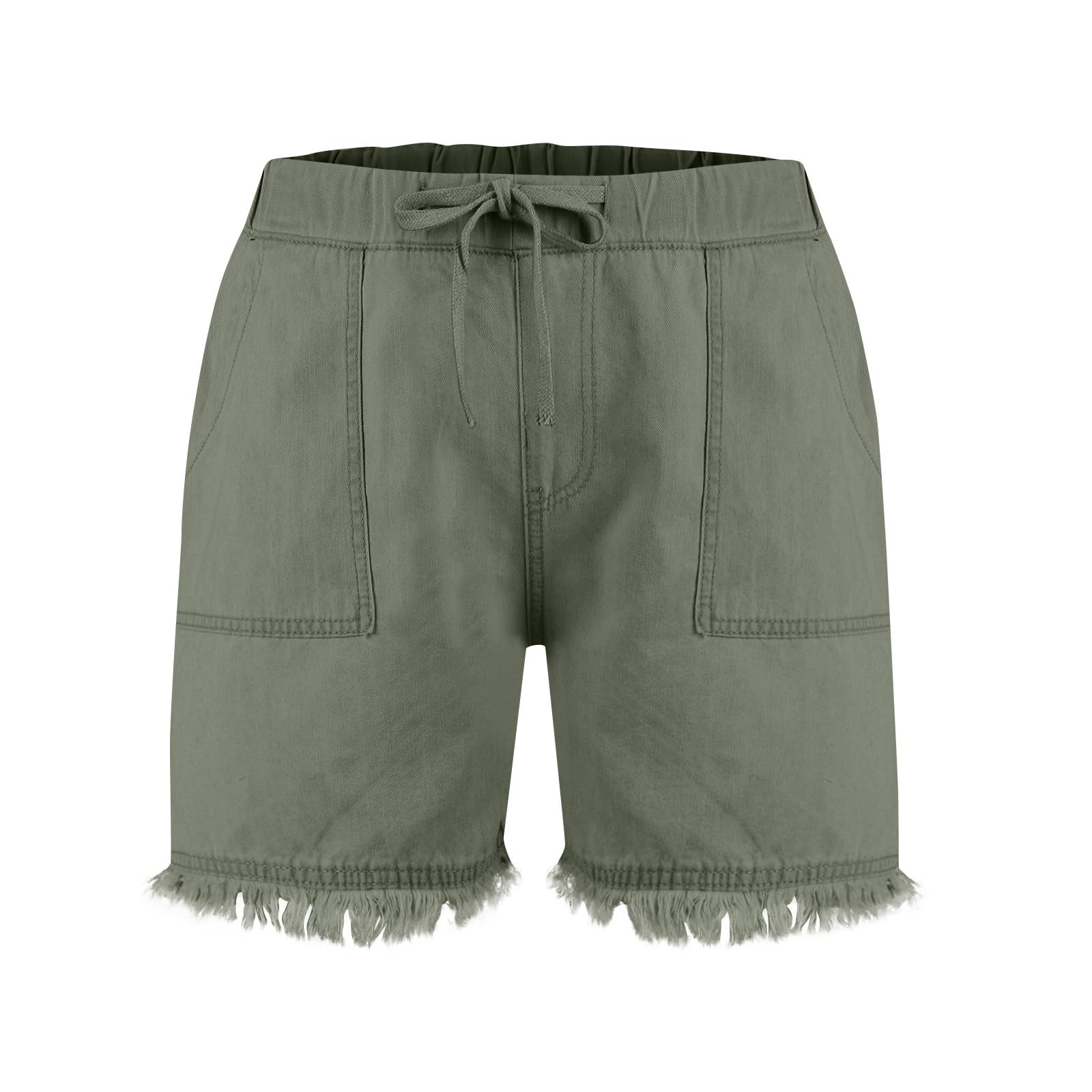 Women's High Waisted Denim Shorts - Stretchy Casual Jean Shorts with Drawstring & Frayed Hem | Summer Fashion with Pockets | Perfect for Beach, Music Festivals & Everyday Wear