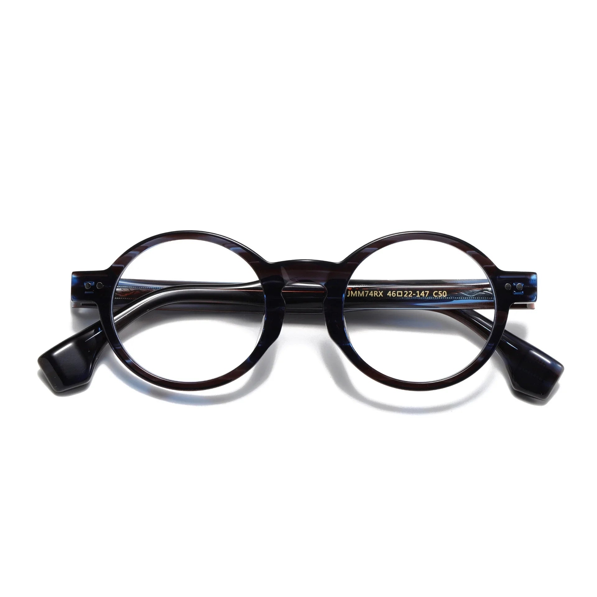 Stylish Unisex Acetate Full Rim Round Eyeglasses with Thick Temples 942741 - Perfect for Reading, Work, and Everyday Fashion Accessory