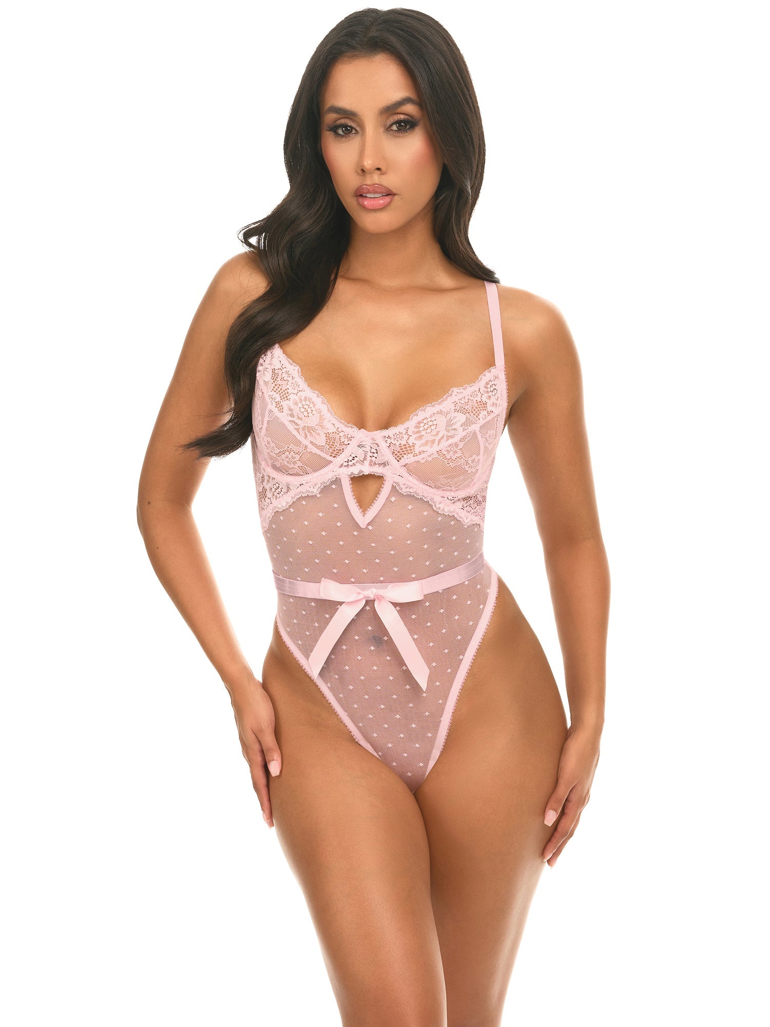 Josie Bow Lace Teddy - Sexy Lingerie for Women, Romantic Lace Bodysuit with Bow Accents, Perfect for Valentine's Day, Anniversary Gift or Bridal Shower