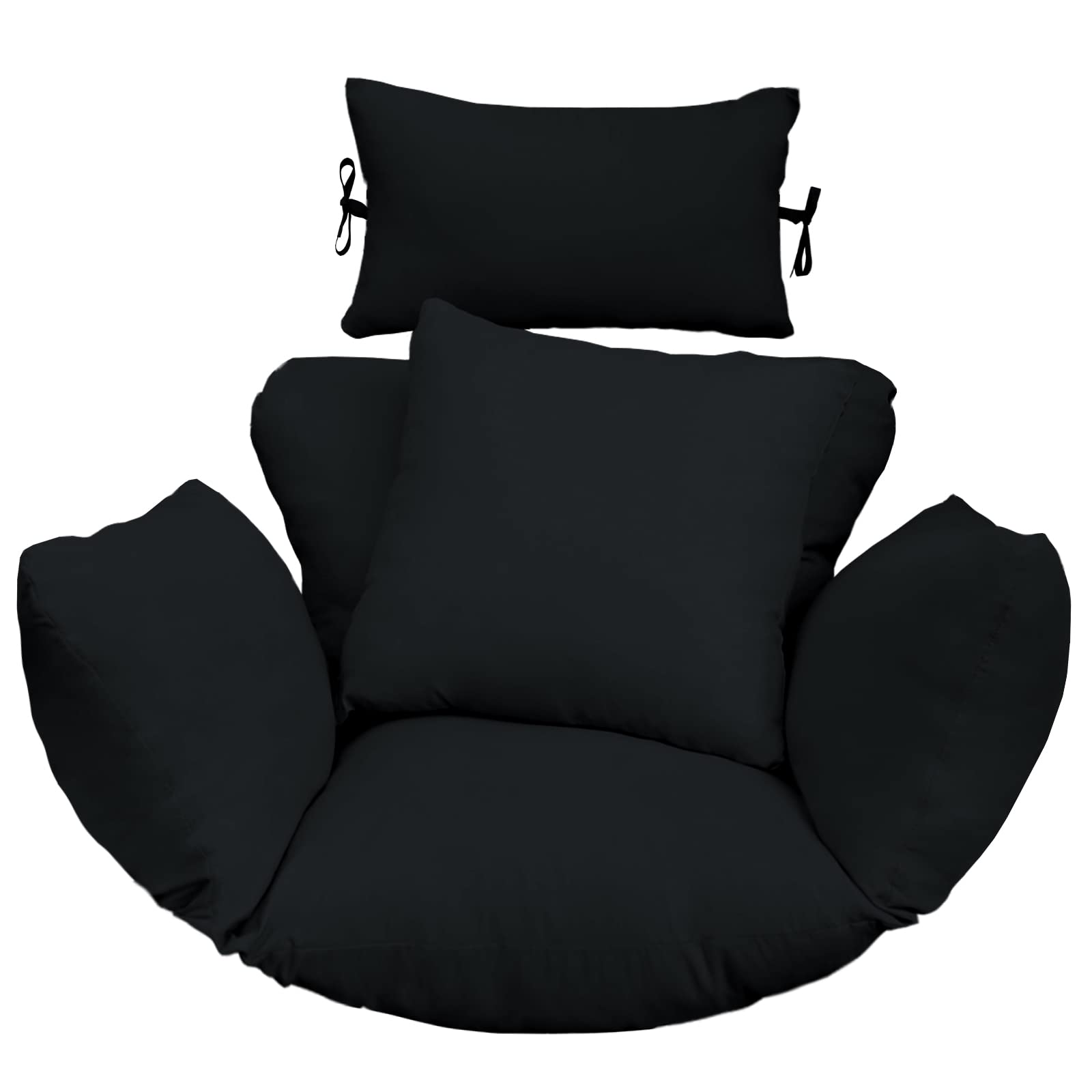 Qaworci Egg Chair Cushion - Removable & Washable Swing Chair Cushion with Zipper for Hanging Egg Chairs (Black) - Perfect for Outdoor Patio, Garden, Balcony, and Indoor Lounge Relaxation