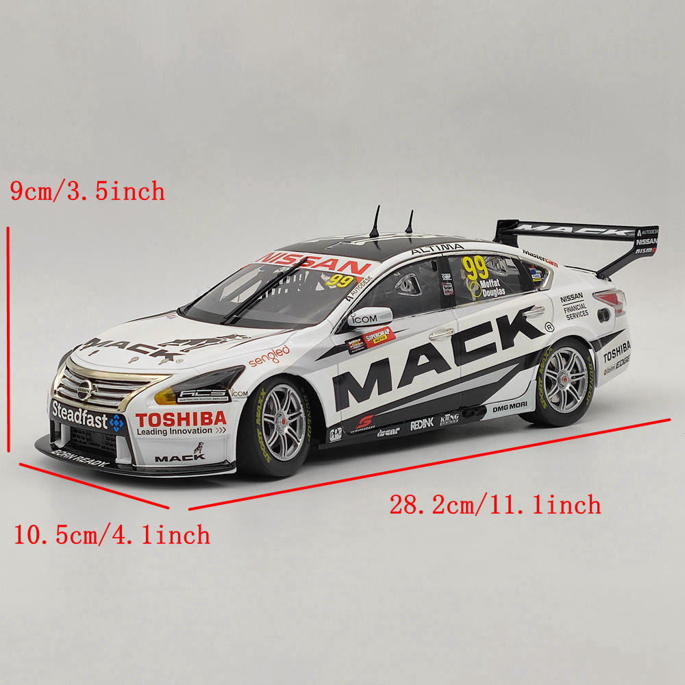 1/18 Scale Apex Nissan Altima MACK TRUCKS #99 MOFFAT/DOUGLAS 2015 AD80813 Diecast Model Car - Collectible Toy Gift for Kids & Adults, Perfect for Display, Racing Enthusiasts, and Holiday Presents