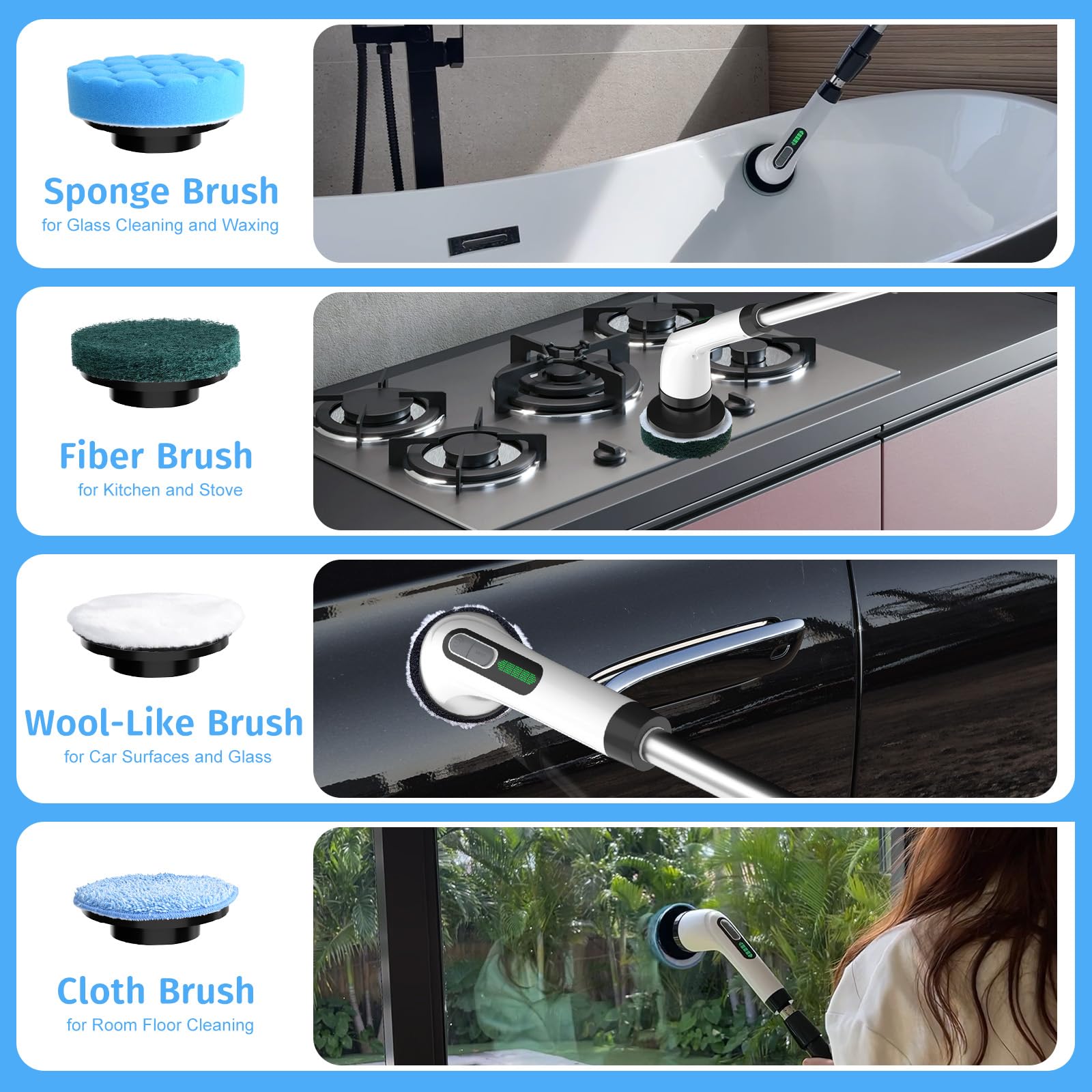 **Cordless Electric Spin Scrubber with 7 Replaceable Brush Heads – 2 Adjustable Speeds & Detachable Handle for Deep Cleaning Floors, Bathroom, Tub, Tile & Shower – Perfect for Home, Kitchen, and Outdoor Use**