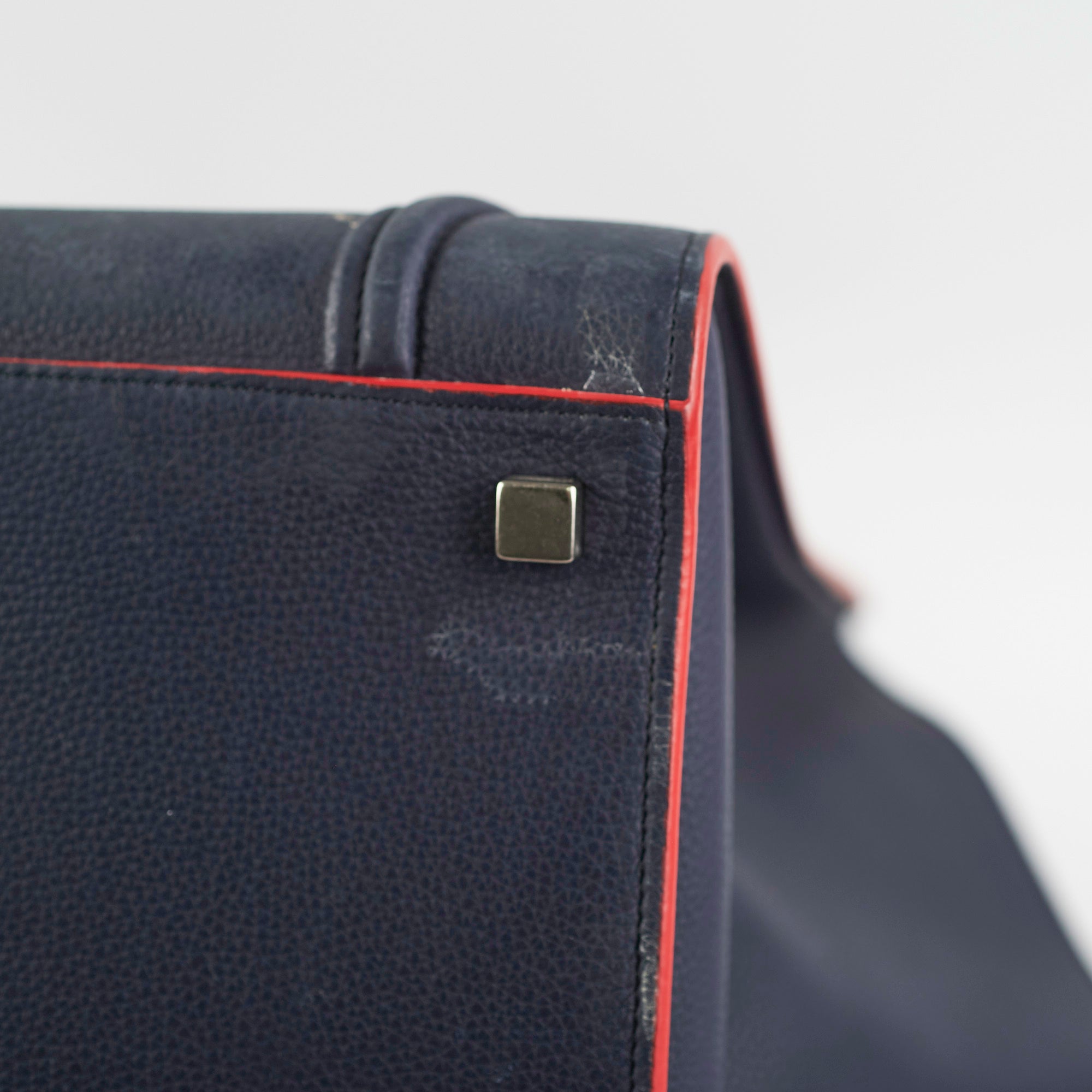 Celine Medium Trapeze Navy Blue Leather Tote Bag for Women | Luxury Designer Handbag for Work, Travel & Everyday Use