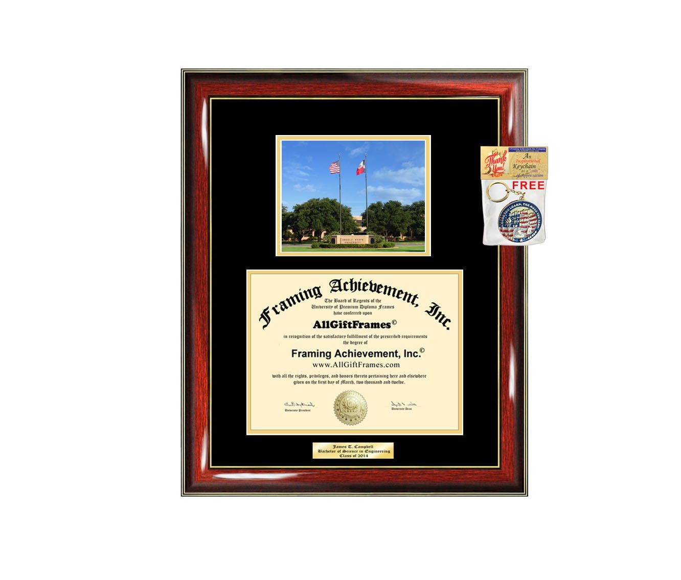 Angelo State University ASU Diploma Frame - Personalized Engraved Graduation Picture Frame for School Campus - Perfect Graduation Gift for Students - Display Your Degree Document with Pride