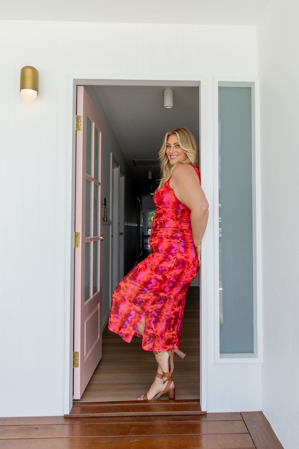 Teagan Mesh Midi Dress in Red | Flowy Summer Dress for Women | Perfect for Beach Vacations, Date Nights & Outdoor Parties