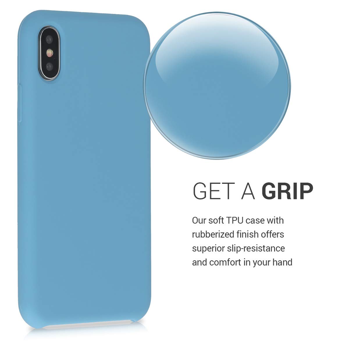 kwmobile Premium TPU Silicone Case for Apple iPhone X - Shockproof Soft Finish Protective Phone Cover in Azure Blue - Perfect for Everyday Use, Travel & Outdoor Activities