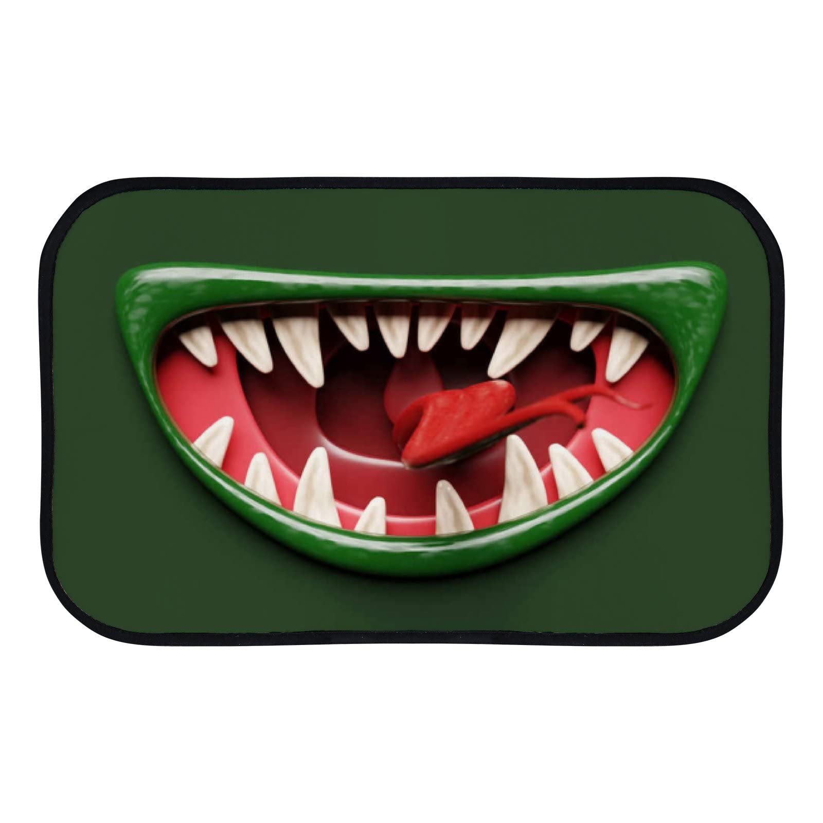 Washable Non-Slip Soft Foam Area Rug - Green Horror Bloody Mouth Design for Kitchen, Bathroom & Home Decor - 23.6x15.7 Inch Indoor/Outdoor Floor Mat - Perfect for Halloween Decor, Themed Parties & Horror Movie Nights