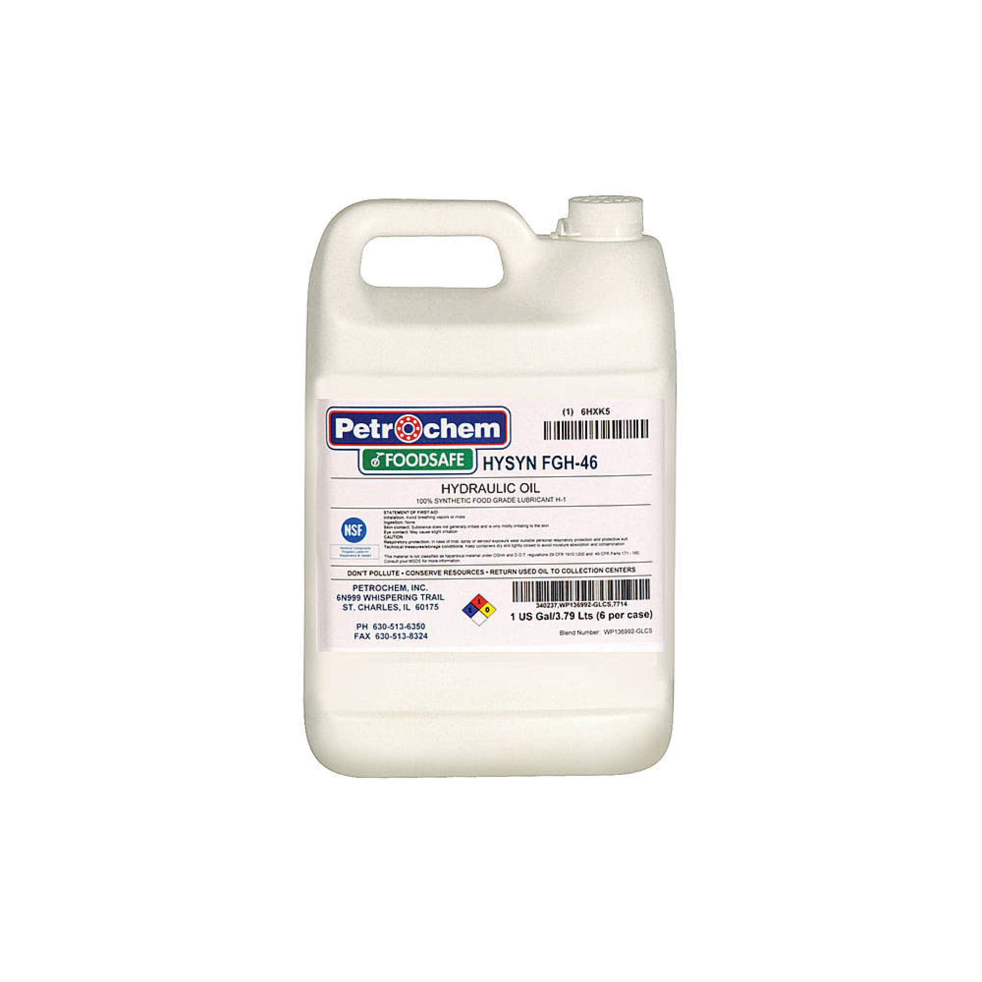 Premium Synthetic Hydraulic Oil - Food Grade ISO 46 (1 Gallon) - Ideal for Food Processing Equipment & Industrial Machinery