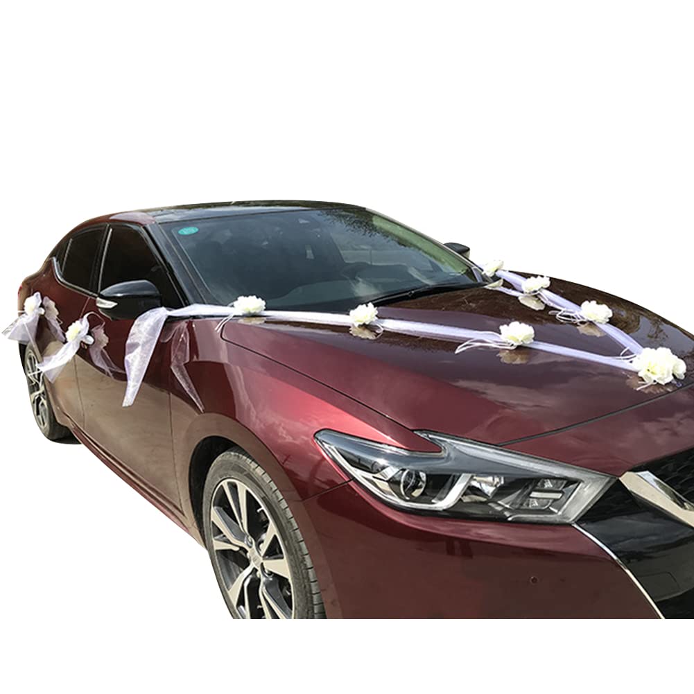 Zcargel Rattan Garland Wedding Car Decor Set - Creative Simulated Floral Float Design for Bridal Vehicle Decoration - Perfect for Wedding Ceremonies, Bridal Showers & Photo Shoots