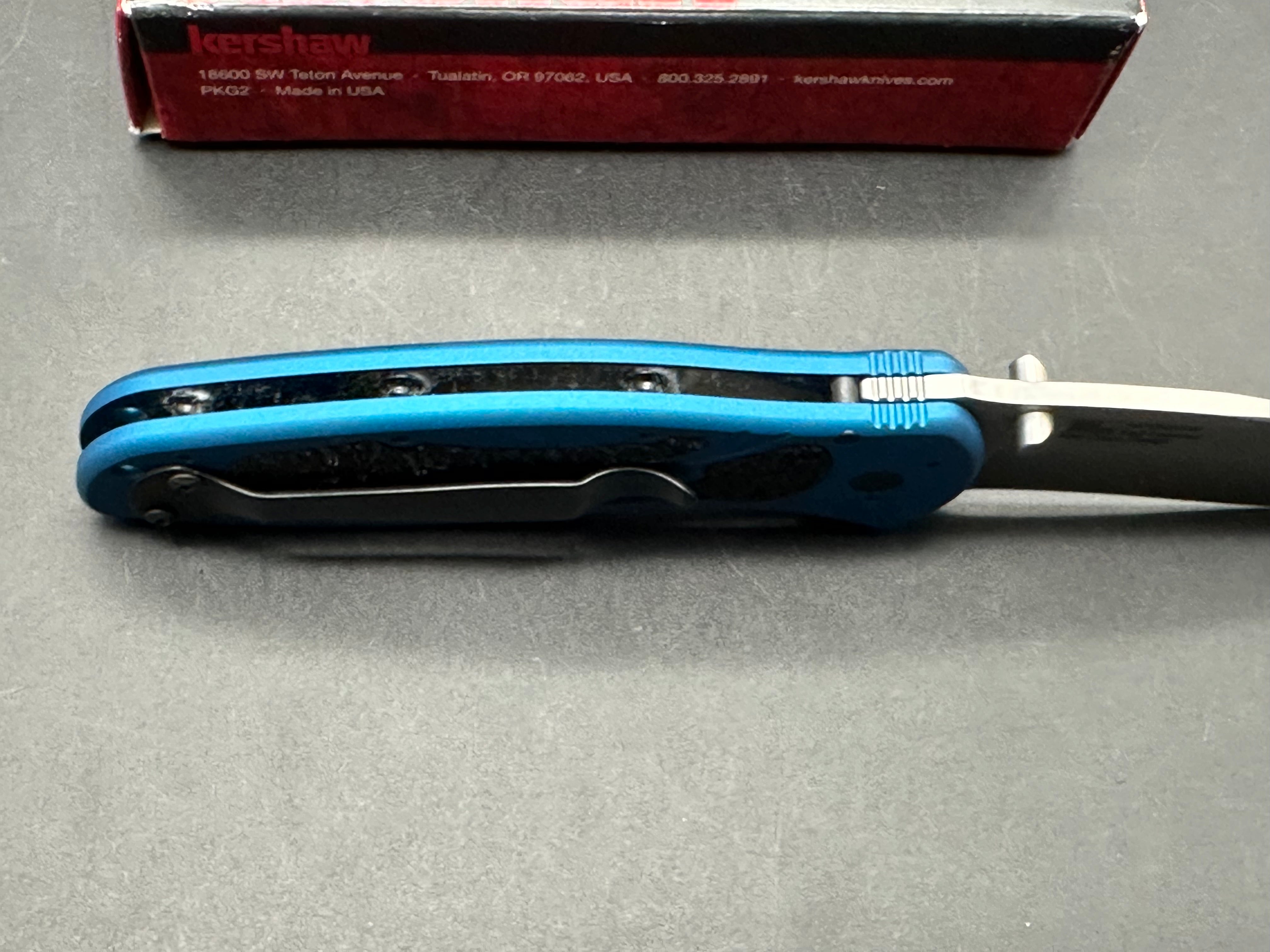 KERSHAW K.O. BLUR Folding Pocket Knife - Navy Blue Handle | EDC Tactical Knife for Camping, Hiking & Outdoor Survival