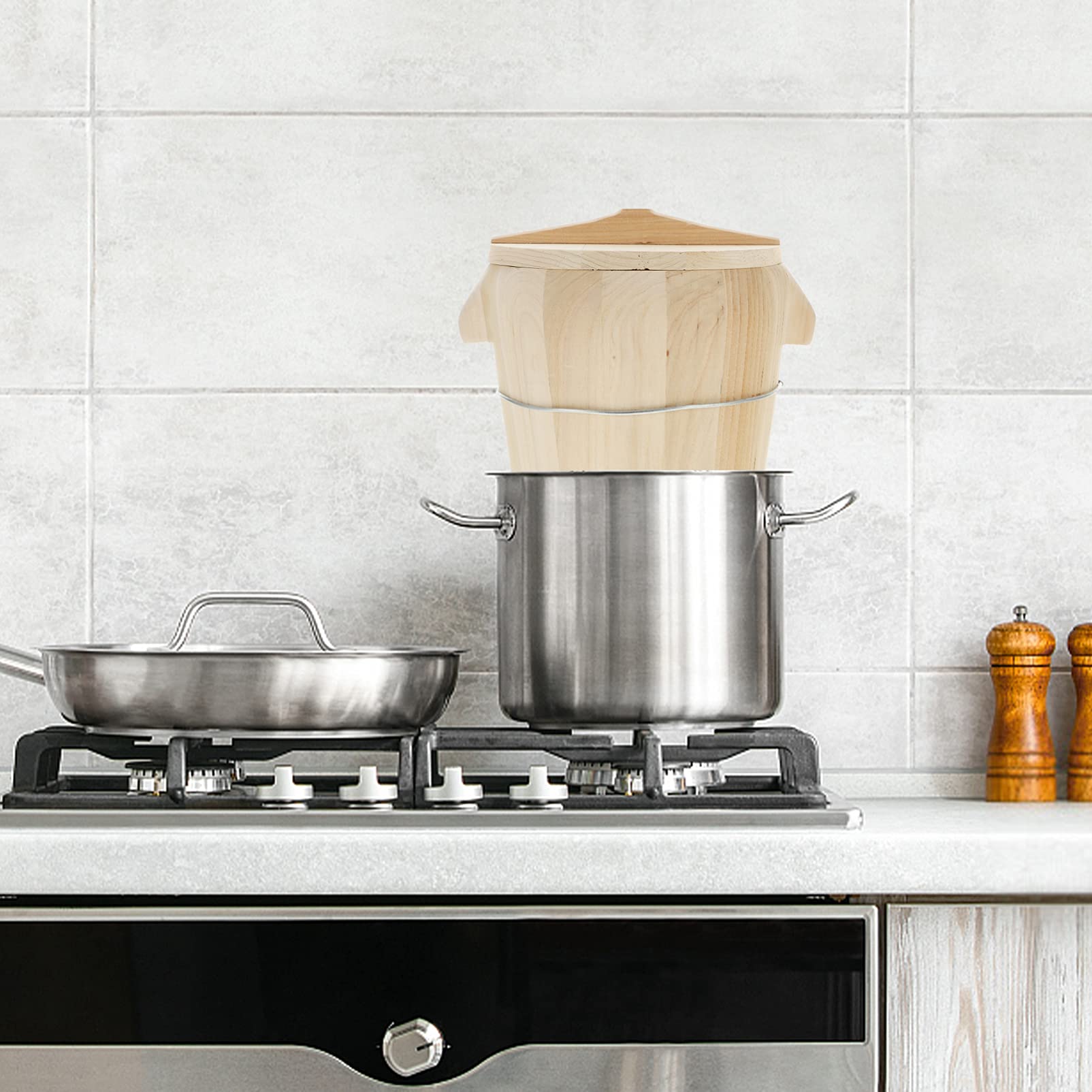 DOITOOL 1-Piece Wooden Steam Basket for Vegetables, Bread & Dumplings - Perfect for Healthy Cooking, Meal Prep & Asian Cuisine