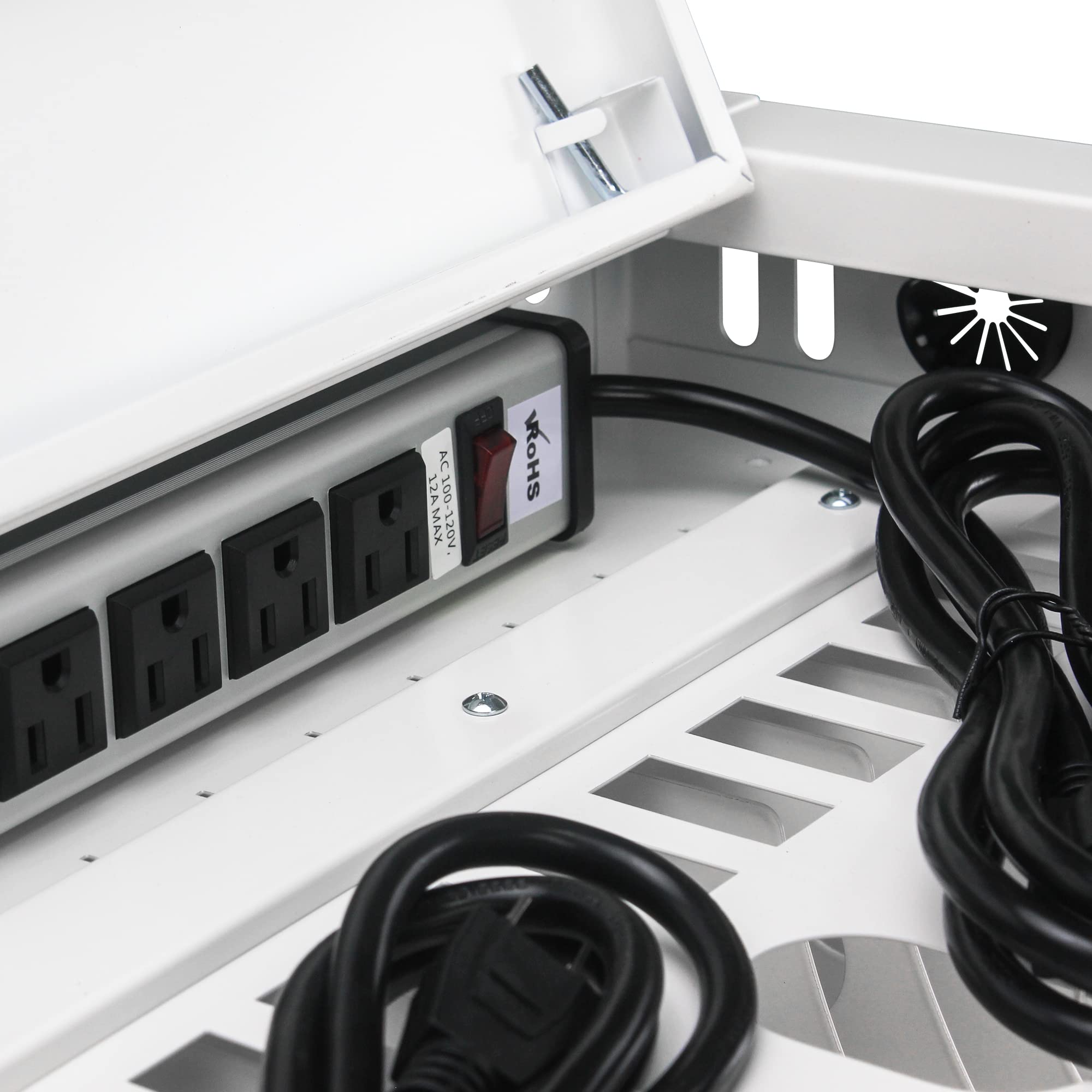 16-Device Laptop Charging Station for iPad Chromebook Tablet - Secure Classroom Charging Cabinet with Cable Management, Combination Lock & Organizer - Perfect for Schools, Offices & Libraries (White)