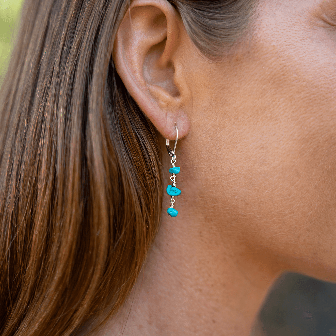 Turquoise Crystal Beaded Chain Dangle Leverback Earrings for Women - Boho Chic Jewelry Gift for Party, Wedding & Everyday Wear