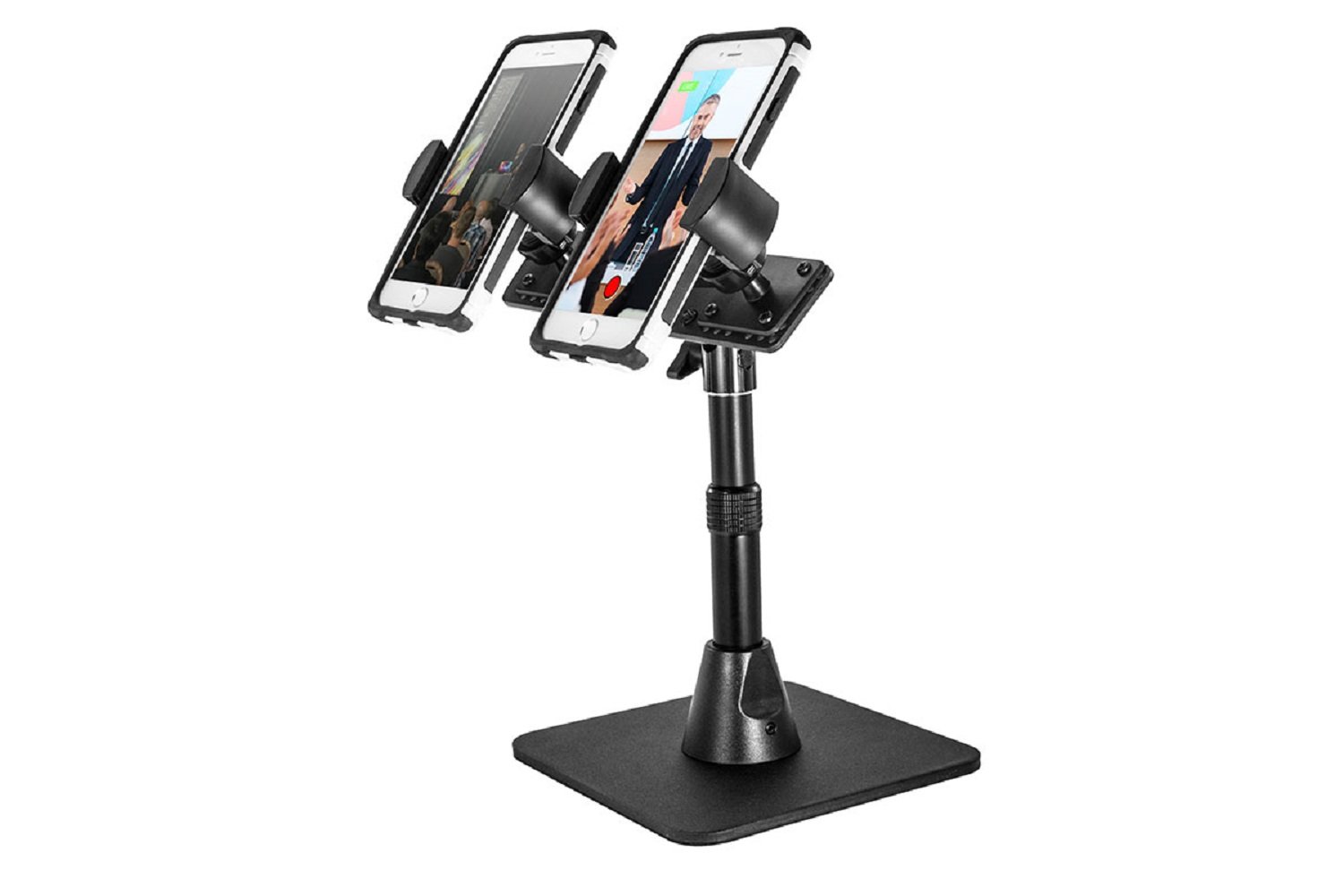 ARKON TW Broadcaster Pro Stand - Dual Smartphone Mount for Live Streaming, YouTube & TikTok Videos - Adjustable Desk or Counter Stand for Content Creators (Perfect for Gaming, Cooking Shows & Product Reviews)