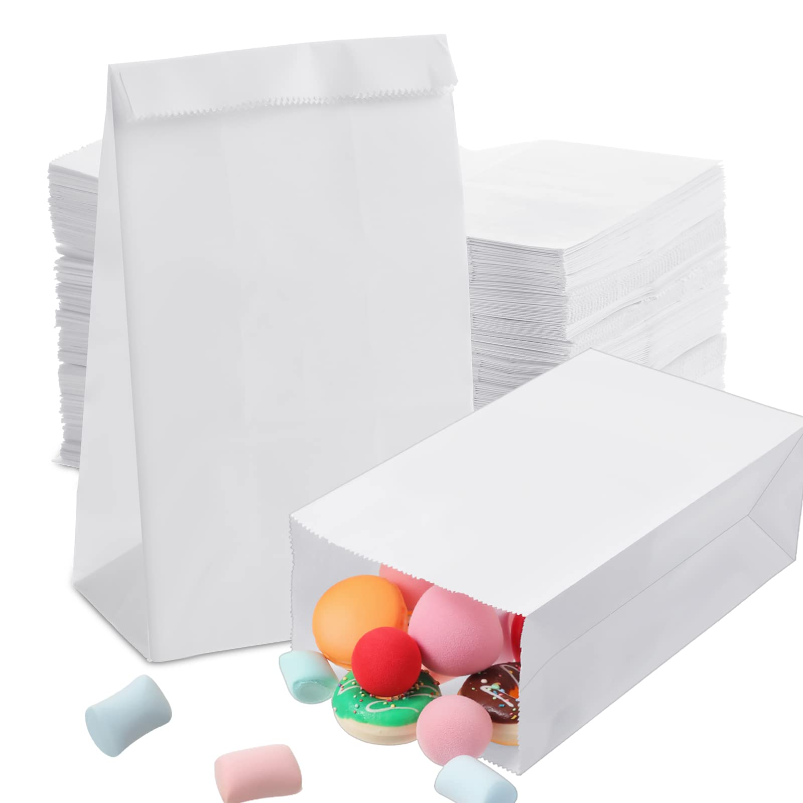 400-Piece Kraft White Paper Bags - 3.5