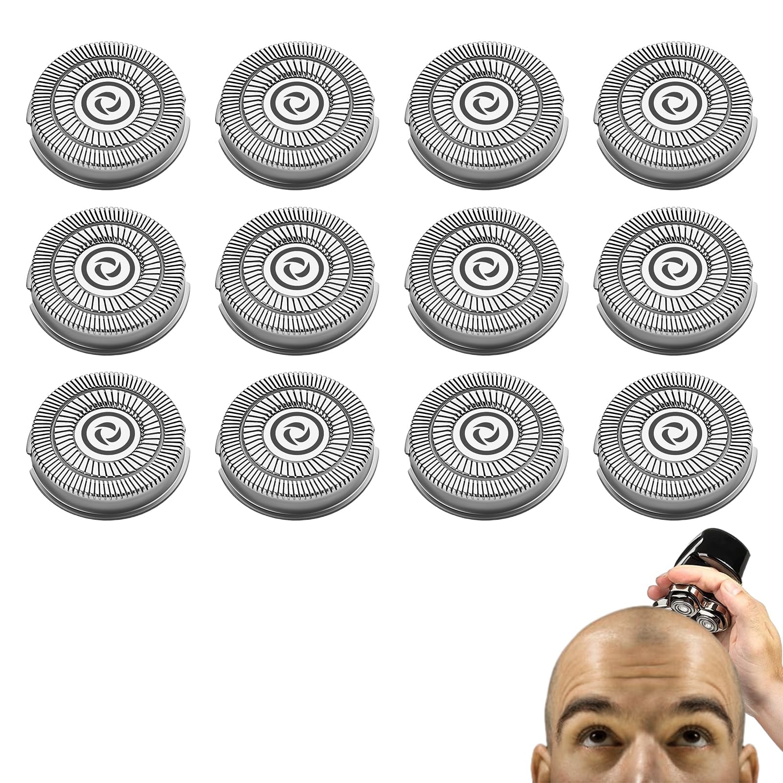 12 Pack Replacement Shaver Blades for Skull Shaver Pitbull Gold PRO - 4 Head Razor Blades for Men's Electric Shavers - Perfect for Travel, Home & Professional Grooming