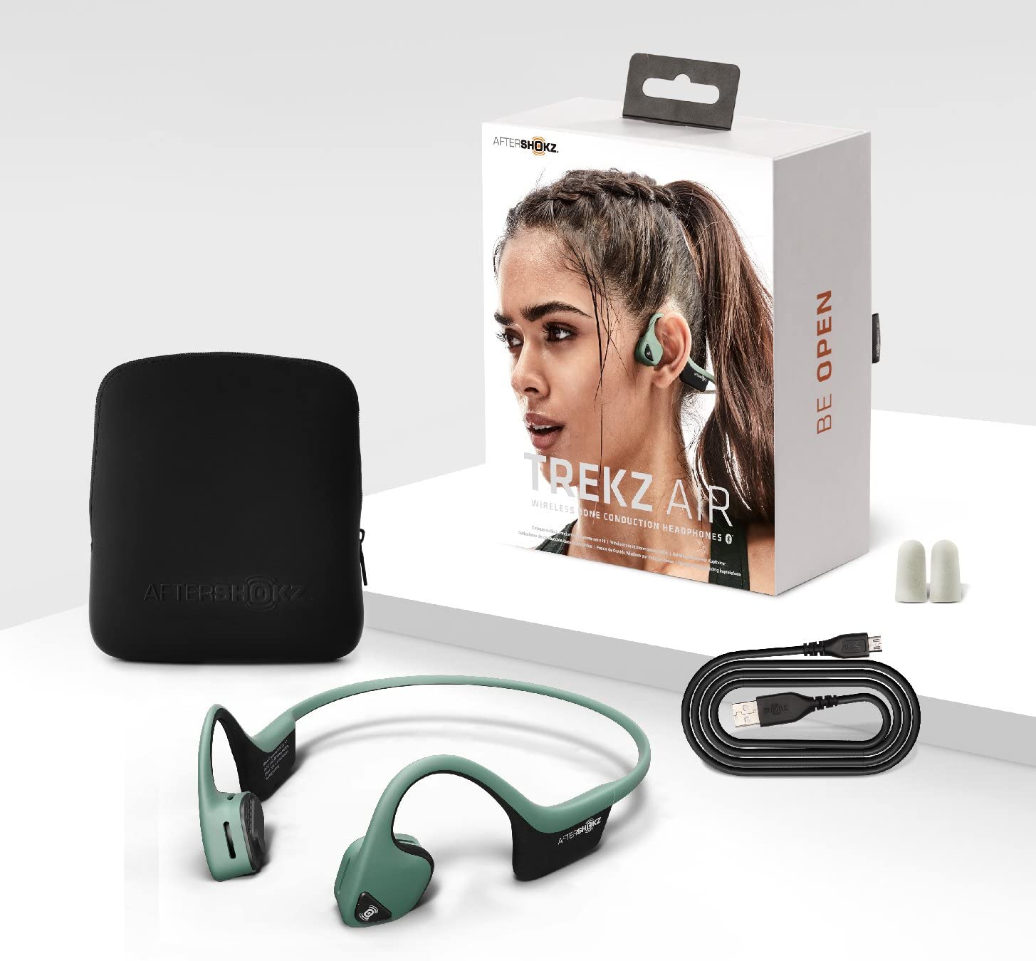 Aftershokz Air Open Ear Bone Conduction Wireless Bluetooth Headphones - IP55 Water Resistant, Sweatproof for Running, Cycling & Outdoor Sports