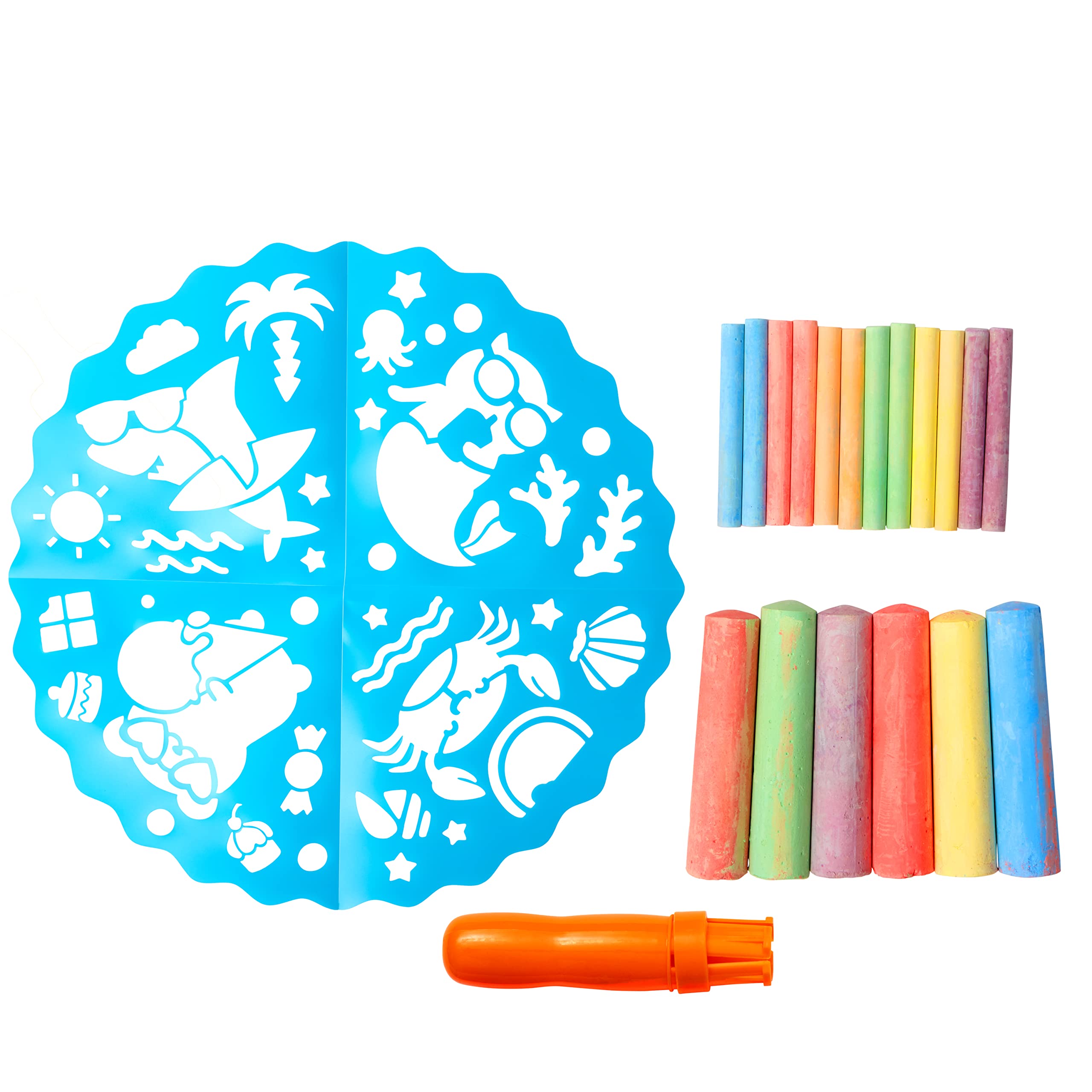 20-Piece Giant Sidewalk Chalk Stencil Kit in Purple - Fun Outdoor Activities for Kids, Creative Drawing & Playtime