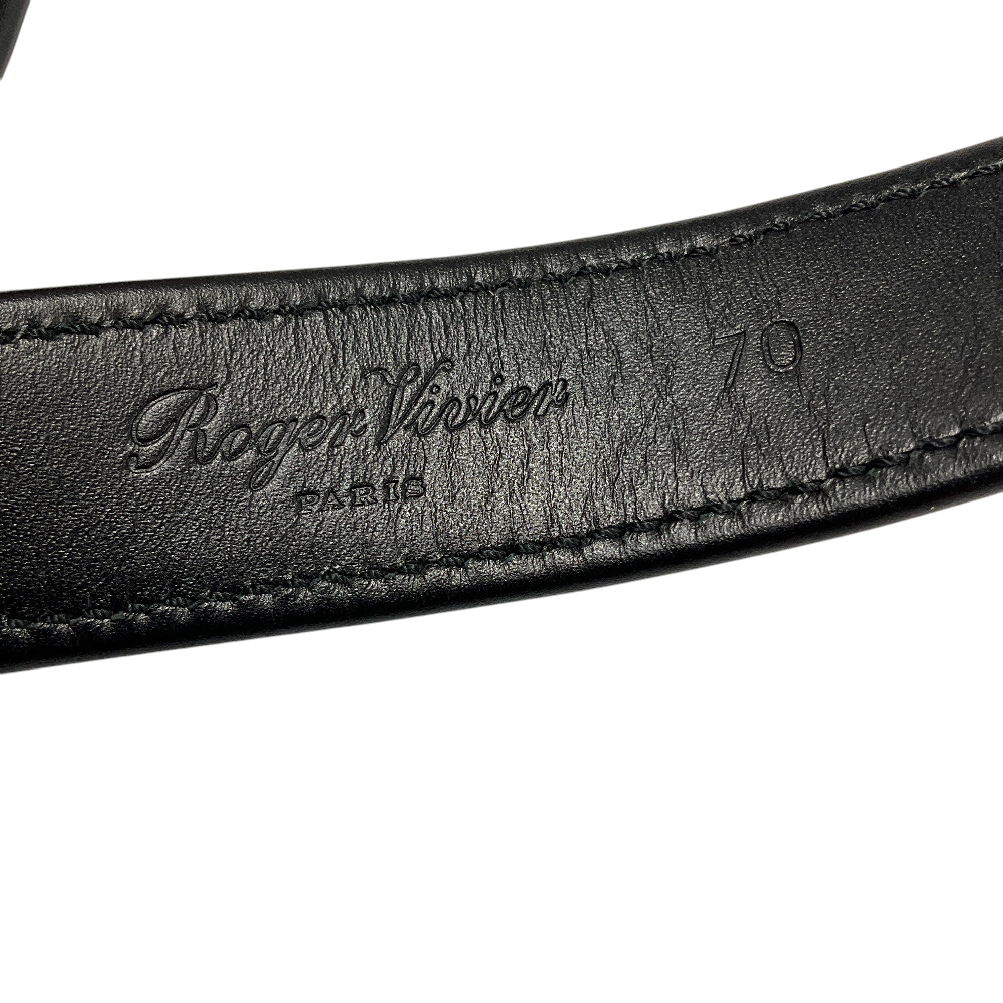 Roger Vivier Diamond Buckle Leather Belt for Women - Black, White, Silver | Elegant Dress Belt for Office, Party & Formal Occasions