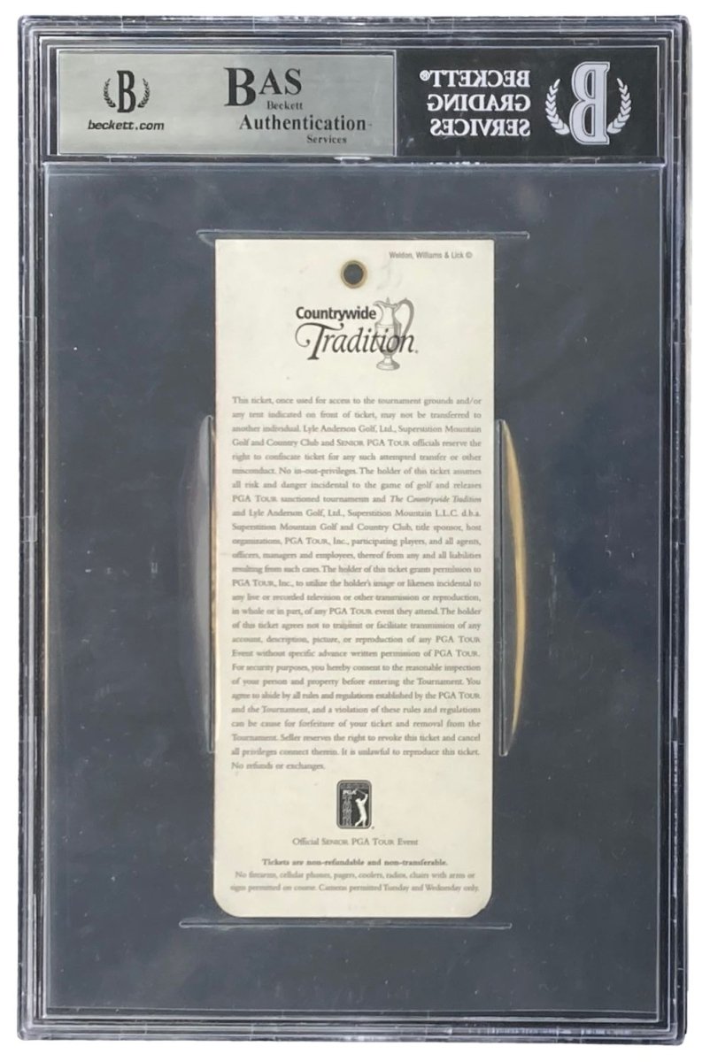 Authentic Jack Nicklaus Signed 2002 Senior PGA Countrywide Tradition Event Ticket - Rare Golf Memorabilia for Collectors & Sports Fans - Perfect for Display in Man Cave, Sports Bar or Golf Clubhouse
