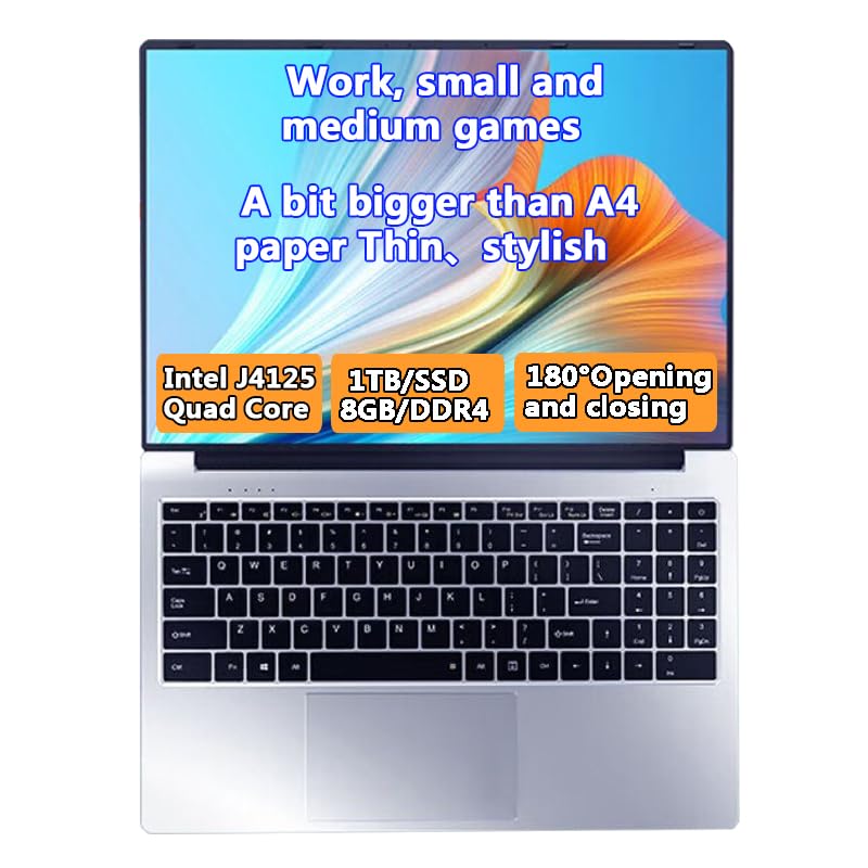 FIEQUIP 14 Inch Laptop with 8GB RAM, 1TB SSD, Windows 11, J4125 Quad-Core Processor - Ultra Thin & Light for Office, Business, Home Entertainment, Movies & Medium Gaming (GB, 1000) - Perfect for Remote Work, Online Classes & Travel