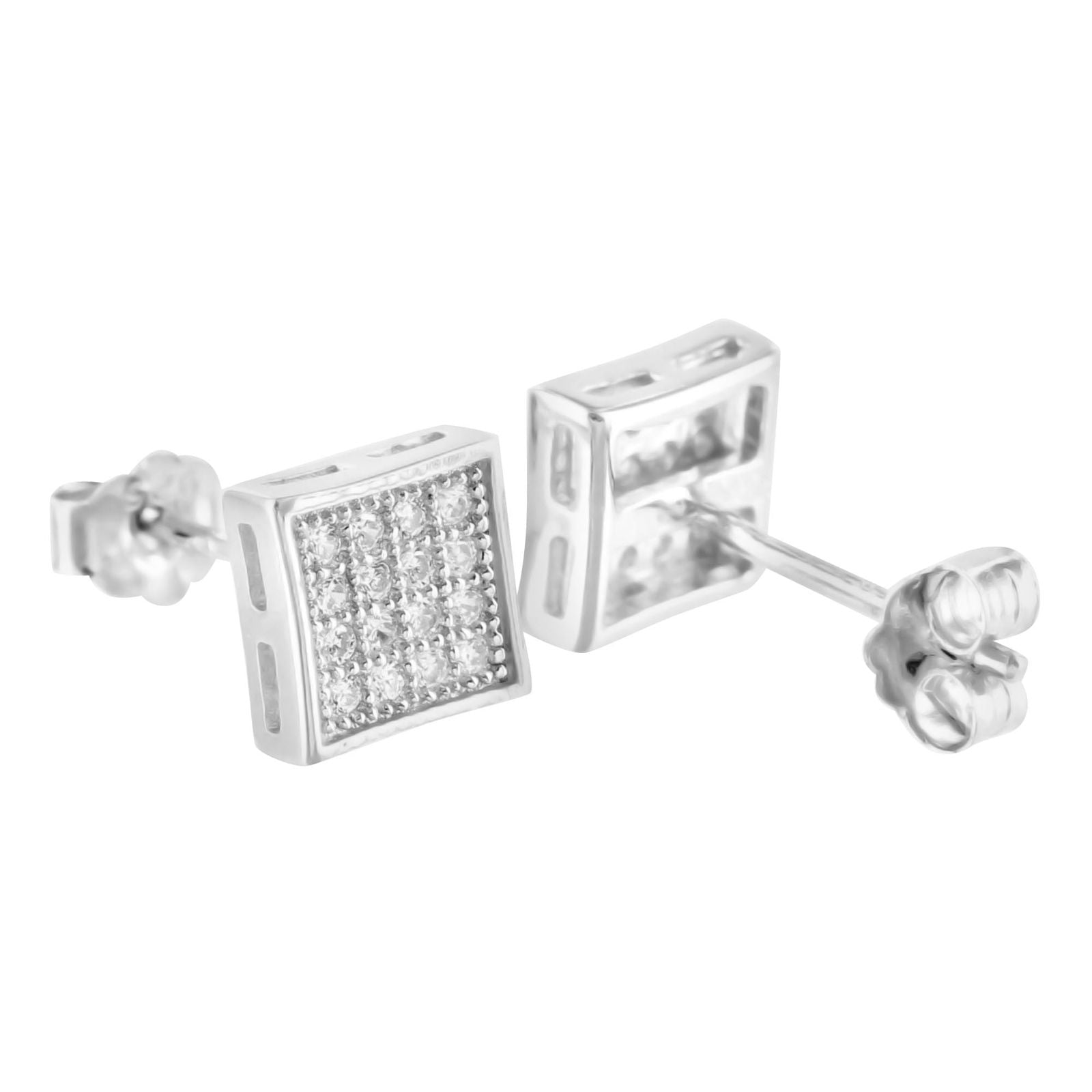Lab Grown Diamond Sterling Silver Square Kite Stud Earrings for Women - Perfect for Weddings, Parties & Everyday Elegance