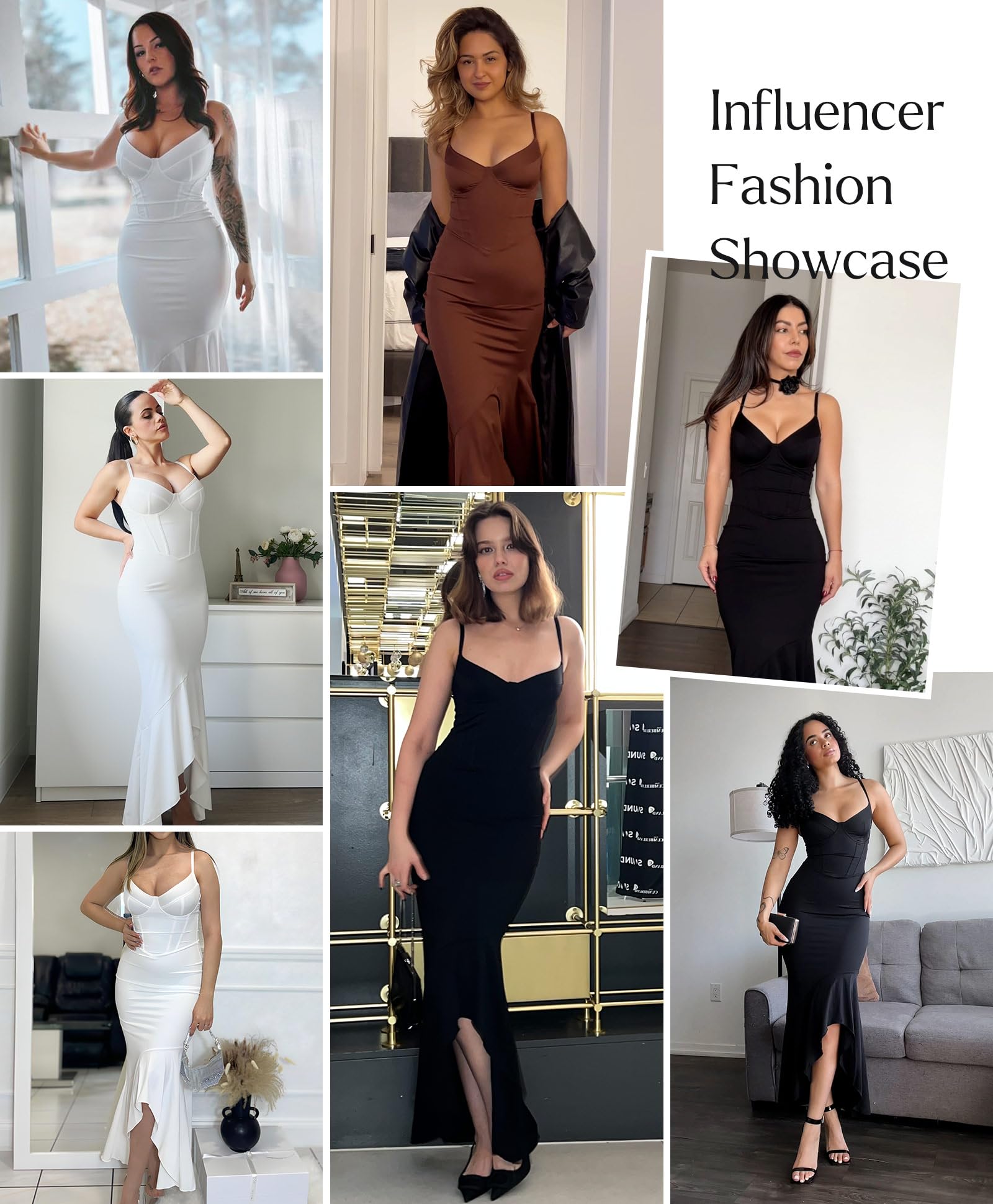 Popilush Corset Dress with Built-in Shapewear - Women's Deep V Neck Maxi Slip Formal Dress for Wedding, Bridesmaid & Evening Events | Slimming & Elegant for Special Occasions