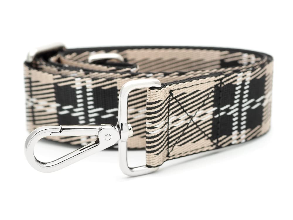 **CRAFTMEMORE Adjustable Wide Shoulder Strap – Tartan Plaid Crossbody Bag Handle Replacement – Nylon Belt for Handbags & Totes (Beige JK07) – Perfect for Travel, Shopping & Everyday Use**