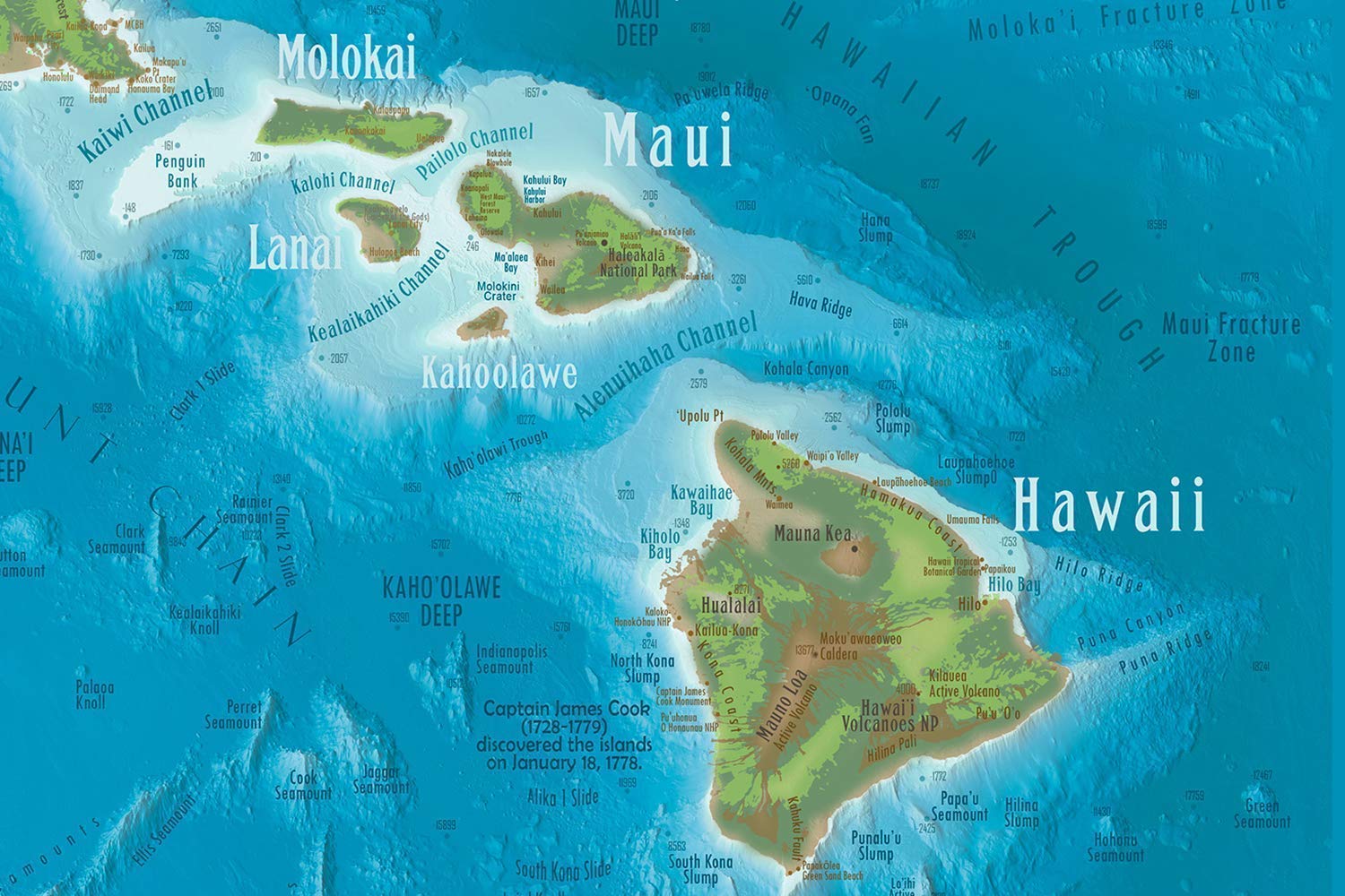 Hawaii Map Wall Art - 36x24 Inch Framed Hawaii State Map with 500 Travel Pins - Professional Geographer Designed Hawaiian Decor for Home, Office & Travel Inspiration