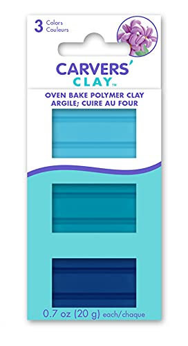 Carvers' Oven Bake Polymer Clay - 2.1 Oz - Shades of Blue - Non Toxic Modeling Clay for DIY Crafts, Jewelry Making & Home Decor