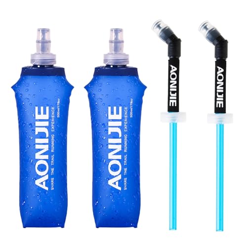 C-500ml (16.9oz) -2 pack - TPU Water Bottle with 2 straw