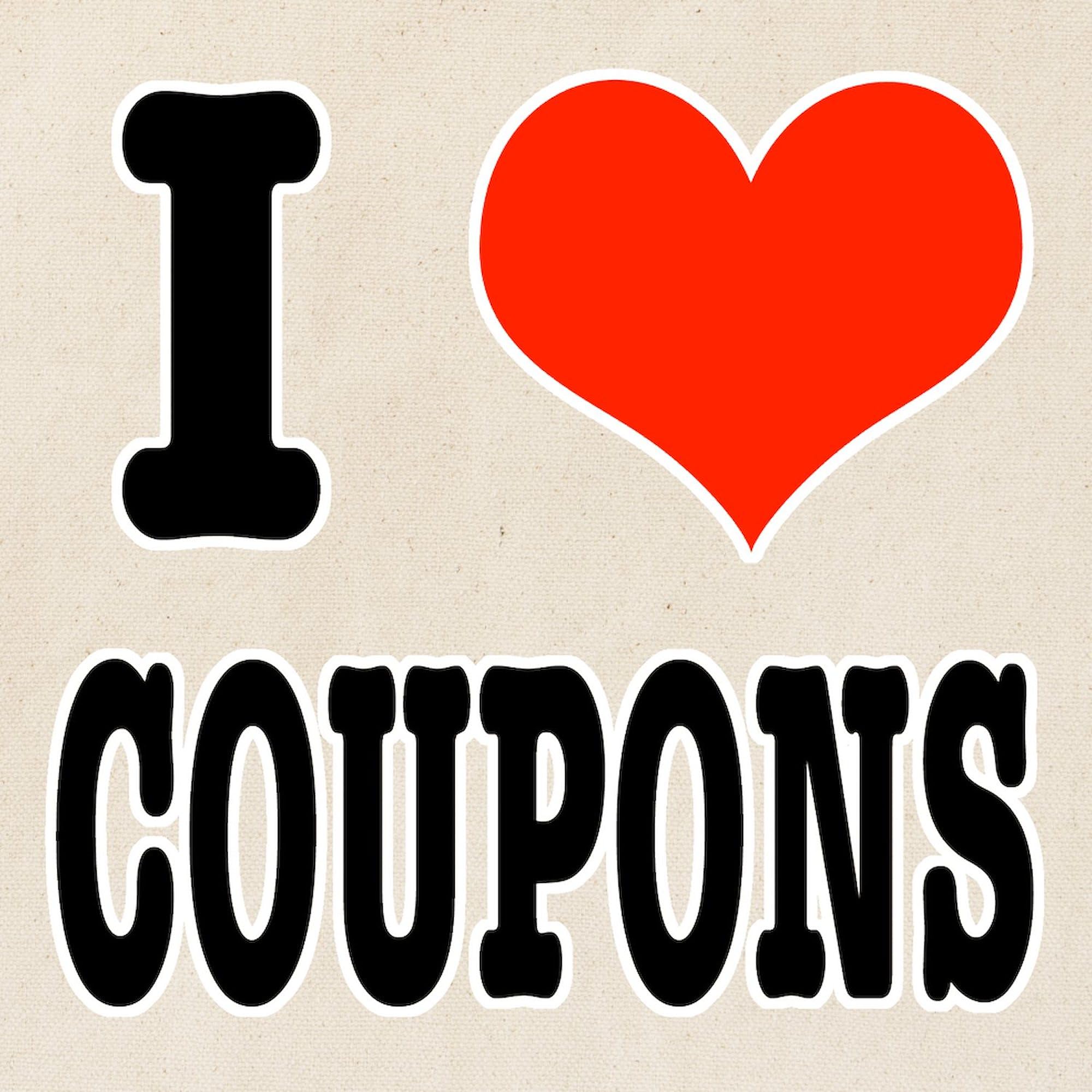 CafePress I Love Coupons Natural Canvas Tote Bag - Reusable Shopping Bag for Groceries, Beach & Everyday Use