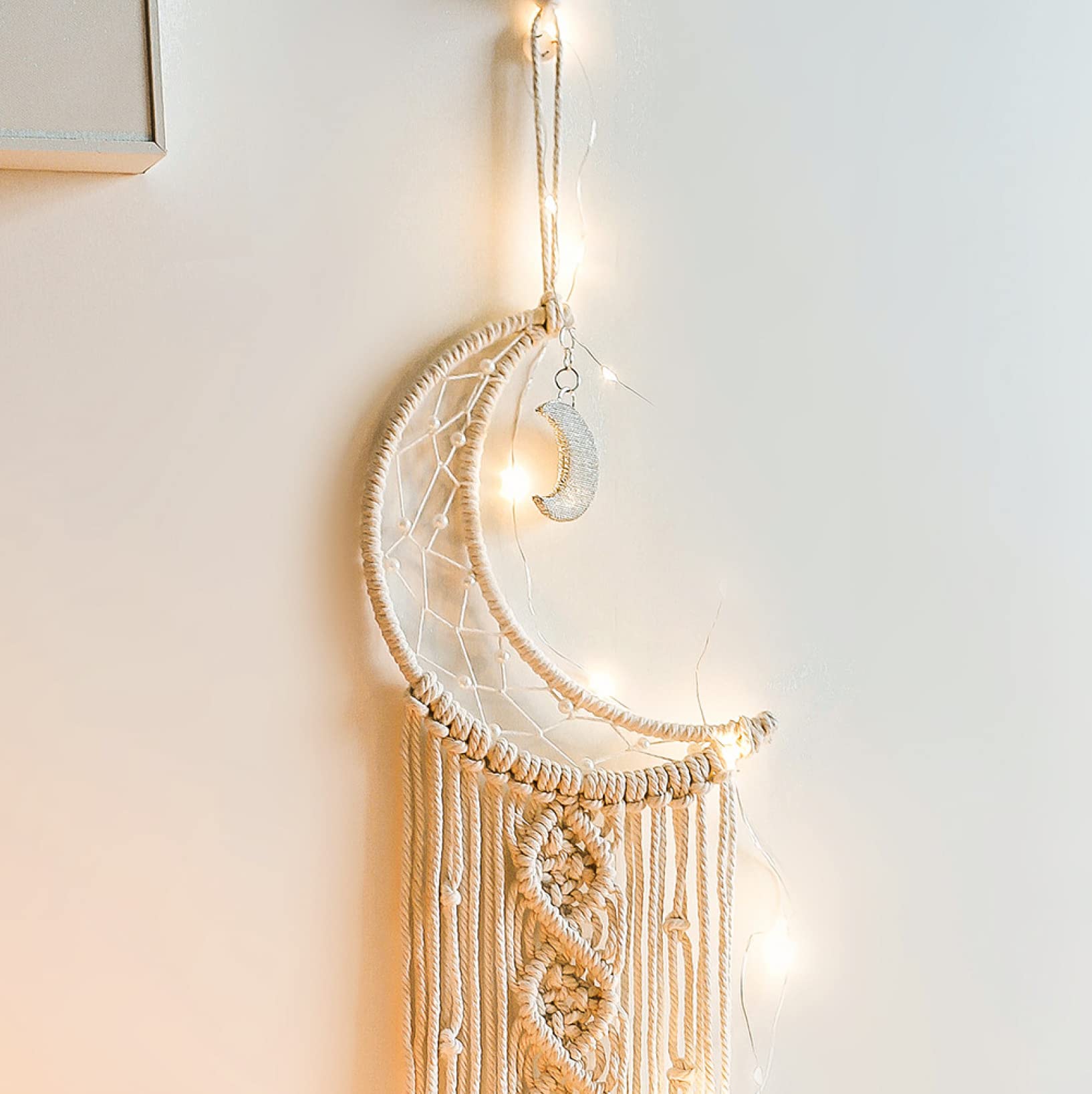Moon Dream Catcher Macrame Wall Hanging - Boho Home Decor Tapestry for Nursery, Kids Room, Wedding & Gift | Perfect for Bedroom, Living Room & Boho Chic Interior Design