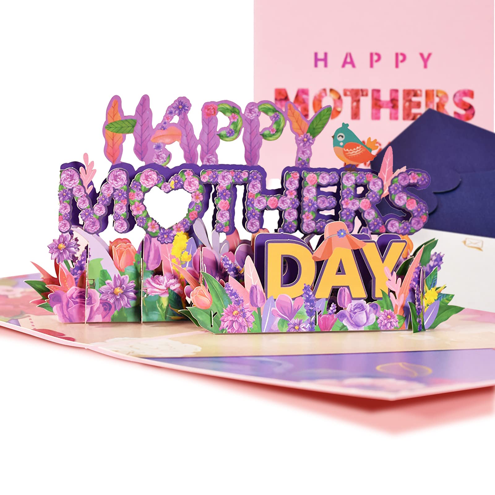 Beautiful 3D Pop Up Flower Greeting Cards for Mother's Day - Perfect Gift for Mom, Wife, Grandma, Daughter & Nana - Includes Envelope & Gift Tag - Ideal for Birthday, Anniversary & Special Occasions