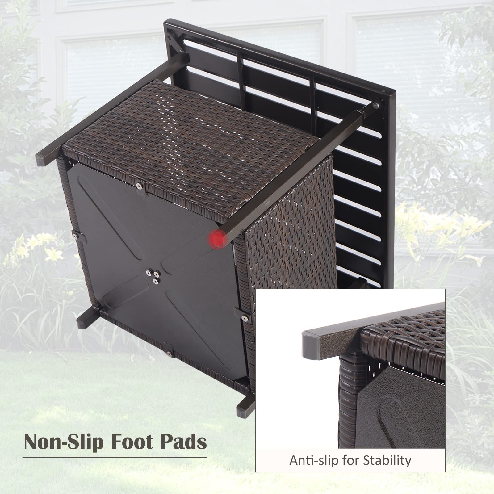 Casart Outdoor Side Table with Umbrella Hole - Square Wicker PE Rattan Coffee Table with Metal Tabletop - Patio End Table for Garden, Backyard, Poolside & Deck - Perfect for Outdoor Dining, Lounging & Entertaining