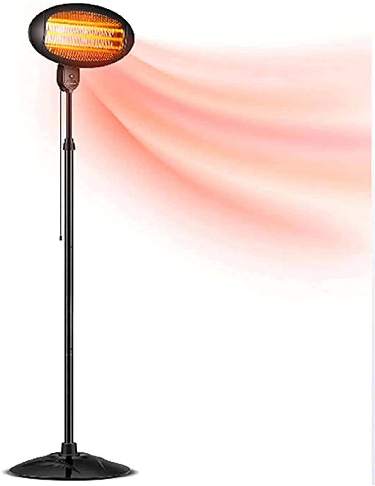 Outdoor Patio Heater - 2000W Infrared Electric Quartz Freestanding Heater with Adjustable Height & Tilt, 3 Heat Settings, Waterproof for Garden, Greenhouse, Deck, Backyard & Outdoor Dining