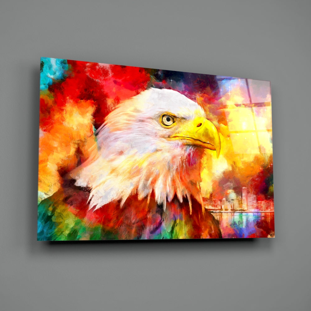 Vibrant Eagle Glass Print Wall Art Decor - Modern Home & Office Wall Decor for Living Room, Bedroom, or Office Spaces