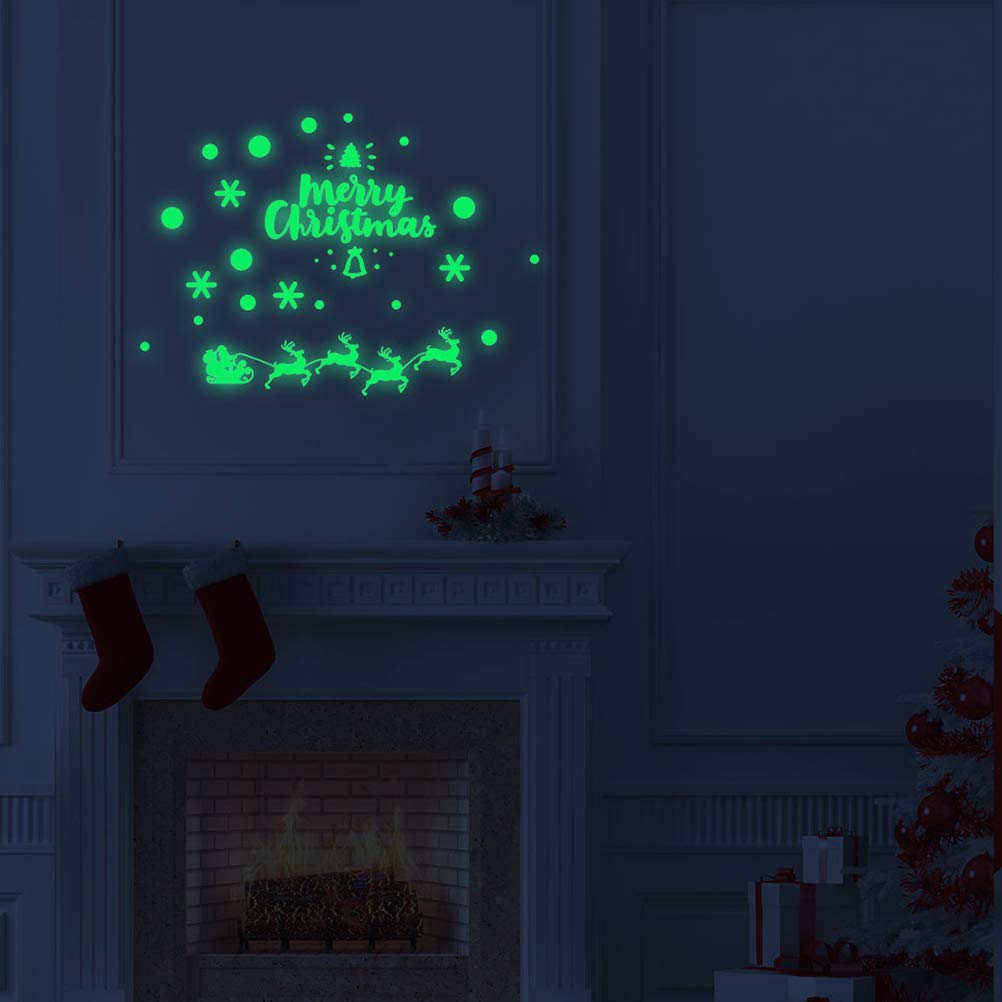 1pc Christmas Glow Stickers - Fluorescent Xmas Holiday Decals for Home & Car Decor, Creative Carved Plastic Stickers - Perfect for Windows, Walls, Gifts & Party Decorations