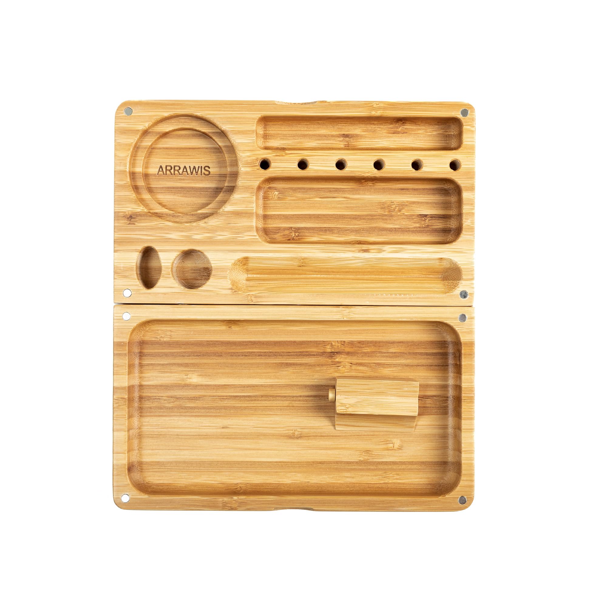 Premium Bamboo Storage Box with Removable Tray & Magnetic Lock - Multipurpose Decorative Organizer with 2 Glass Jars - Natural Foldable Home & Office Storage Solution for Jewelry, Spices, and Keepsakes