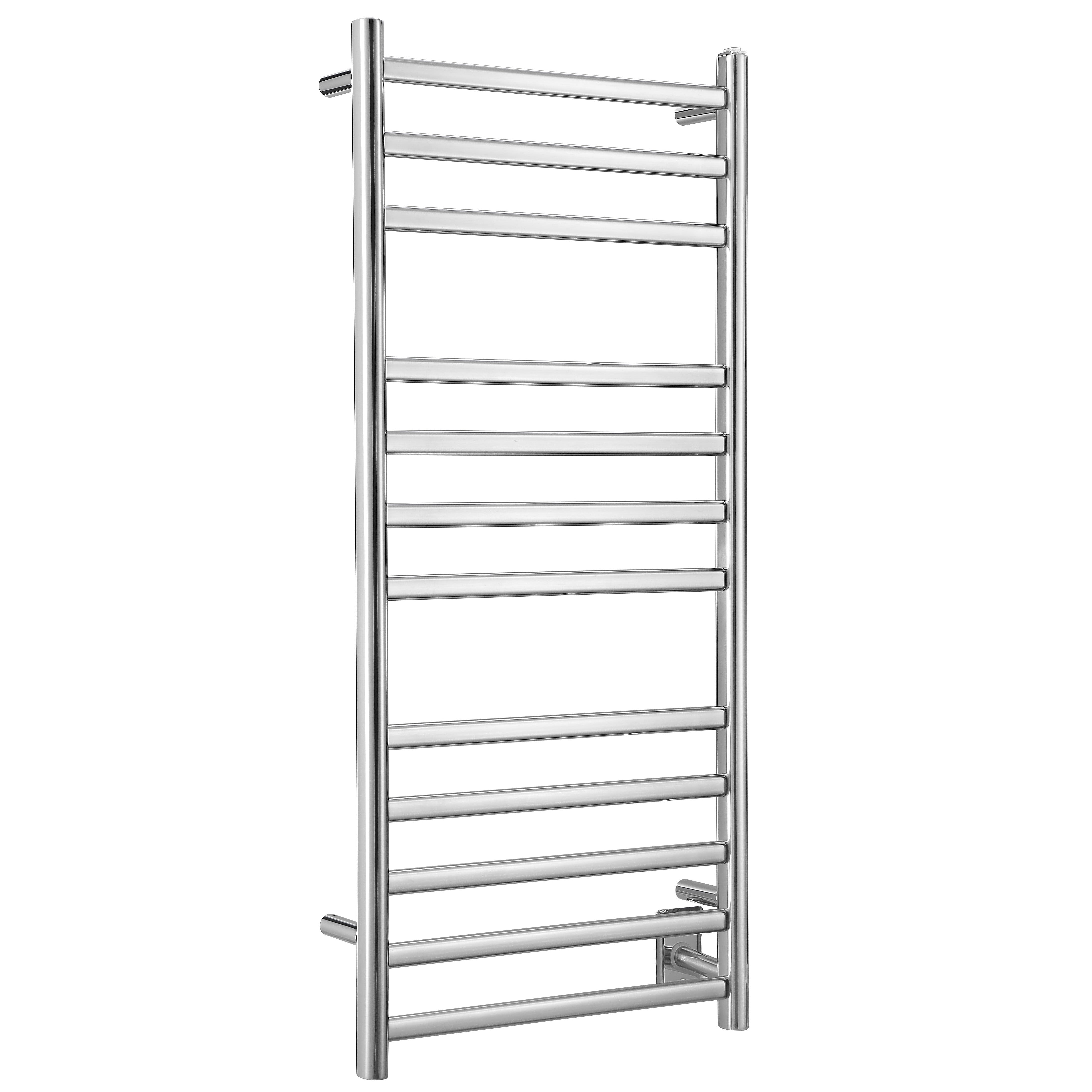 Prima Dual XL 12 Bar Hardwired & Plug-in Electric Towel Warmer - Polished Stainless Steel - Fast Heating Bathroom Luxury for Spa, Hotel & Home Use