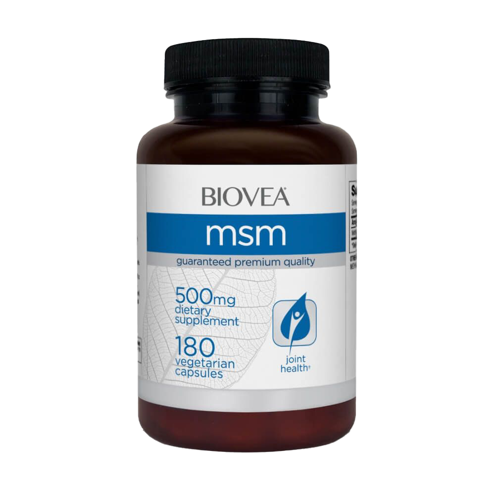 Biovea MSM 500mg 180 Vegetarian Capsules - Organic Sulfur Supplement for Joint Pain Relief, Hair & Skin Health - Supports Collagen Production & Detoxification - Ideal for Athletes & Active Lifestyles
