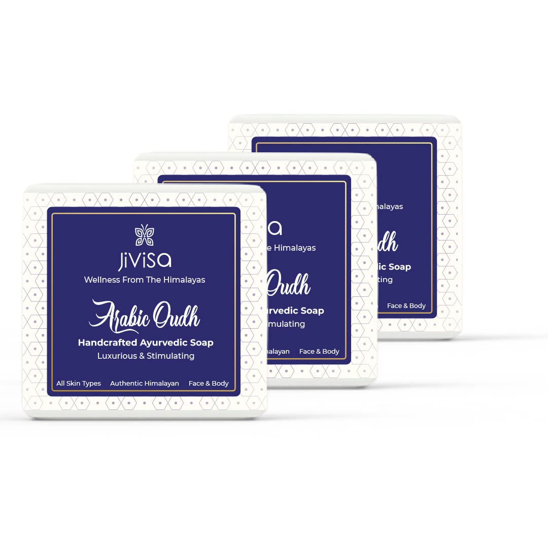 Jivisa Handmade Natural Ayurvedic Soap with Agarwood, Aloe Vera & Essential Oils (Castor, Olive, Almond) - 100g Luxurious Bath Bar for Skin Hydration & Relaxation - Perfect for Spa, Gift & Daily Aromatherapy