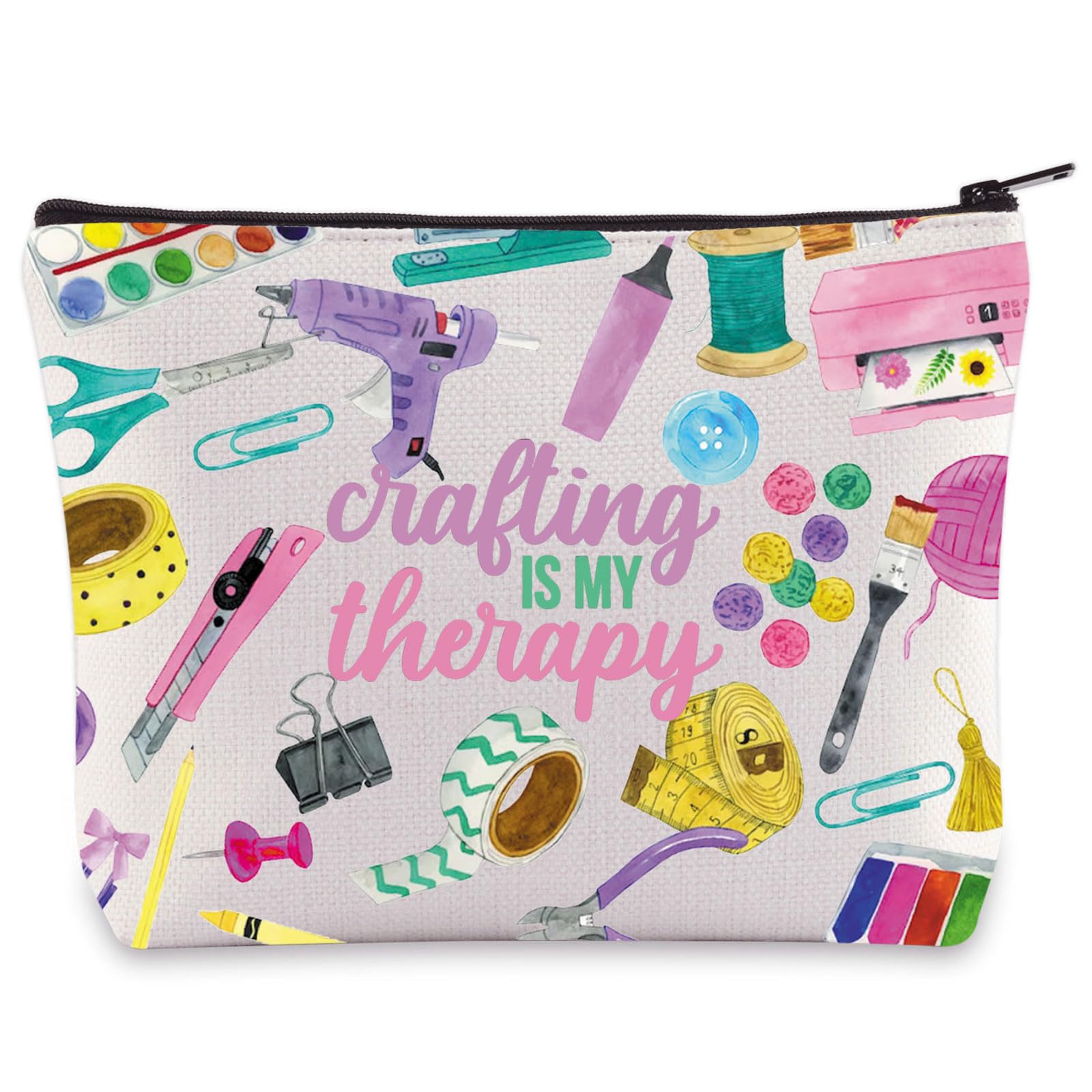 WZMPA Crafting Survival Kit - DIY Scrapbooking & Makeup Organizer Zipper Pouch Bag - Perfect for Craft Therapy, Creative Gifts & Art Supplies Storage - Ideal for Home Crafting, Travel Projects & Stress Relief Activities