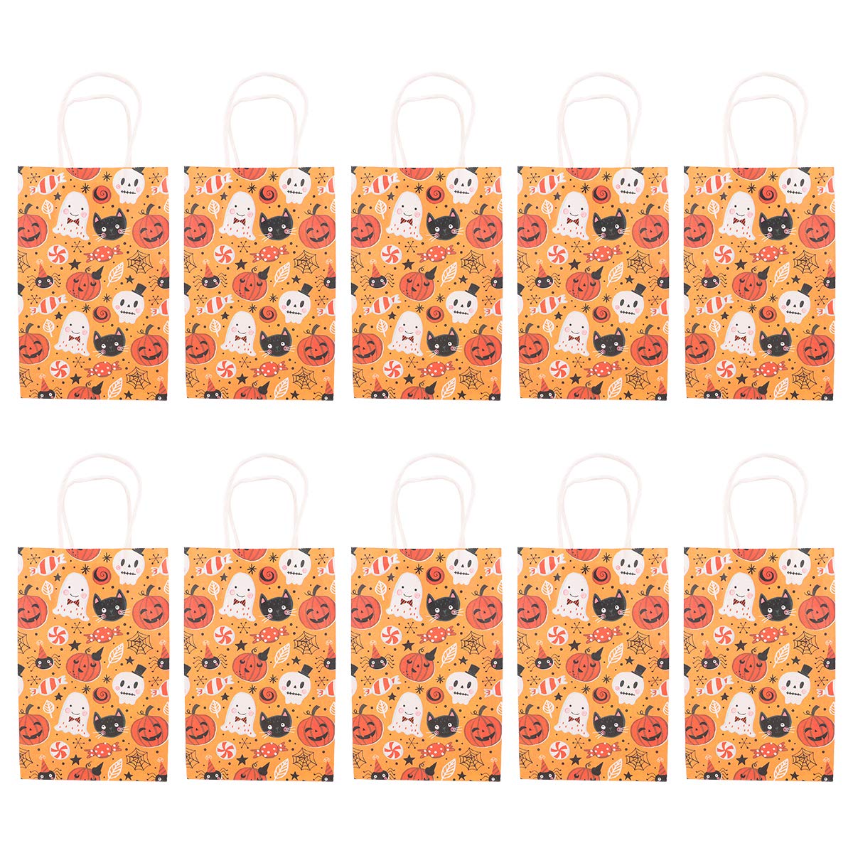 10 Pack Creative Halloween Candy Bags - Cabilock Reusable Tote Gift Pouches for Trick or Treat, Party Favors & Holiday Treats