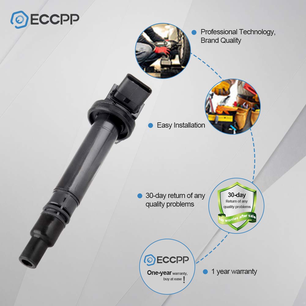 High-Performance ECCPPS Ignition Coil Replacement for Toyota Lexus Scion - Compatible with 90919-02256, UF507, C1596, UF-507, UF587 Models - Perfect for Engine Performance & Fuel Efficiency Enhancement